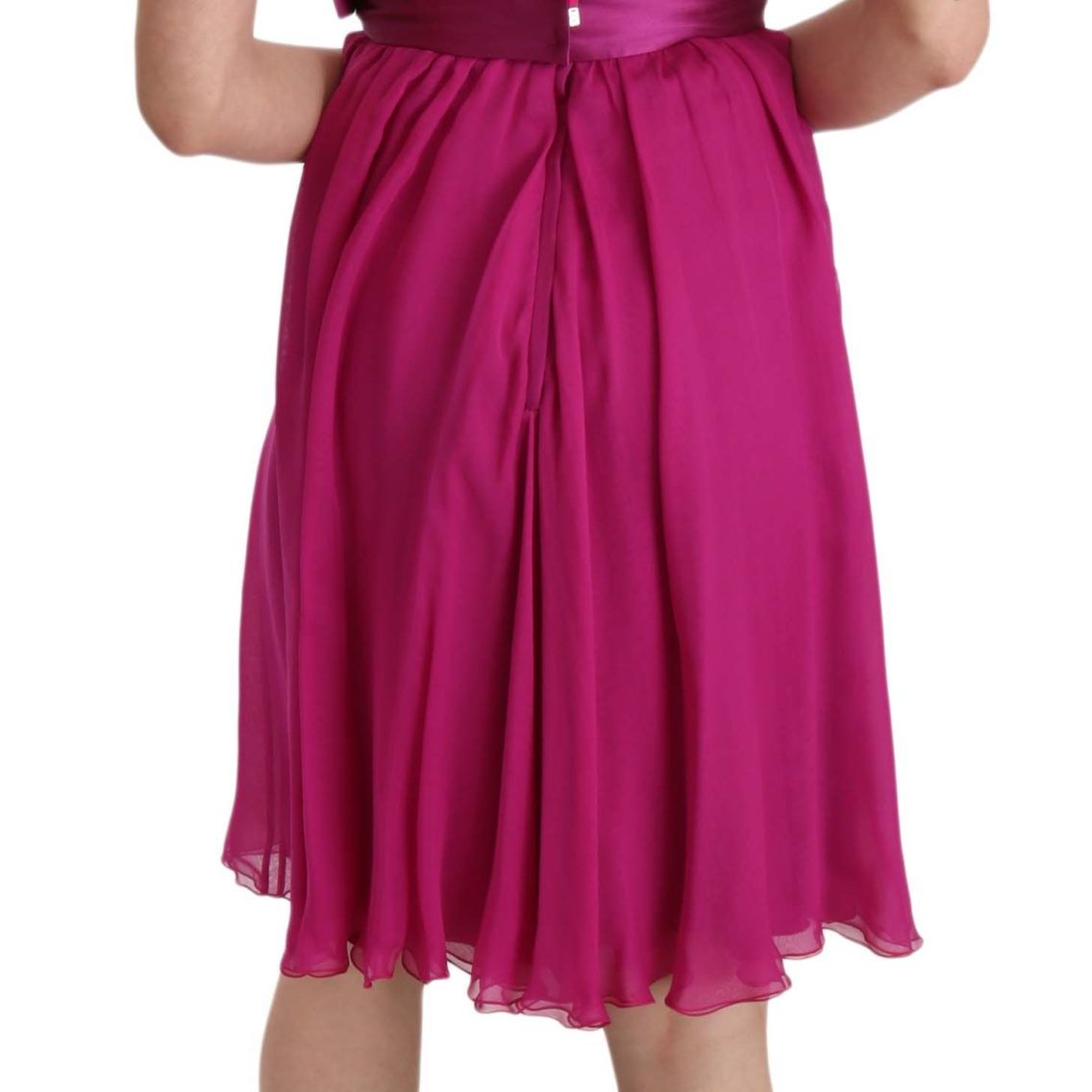 Dolce & Gabbana Fuchsia Pink Bow Silk Sleeveless Dress