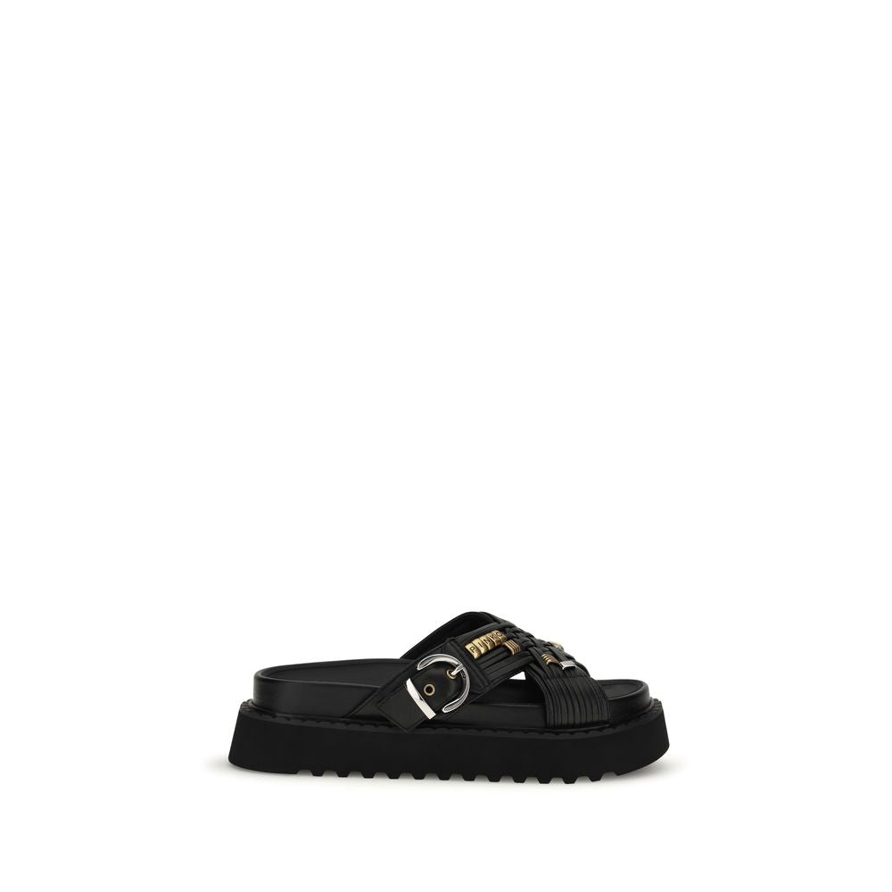 PINKO Black Goatskin Platform Sandals