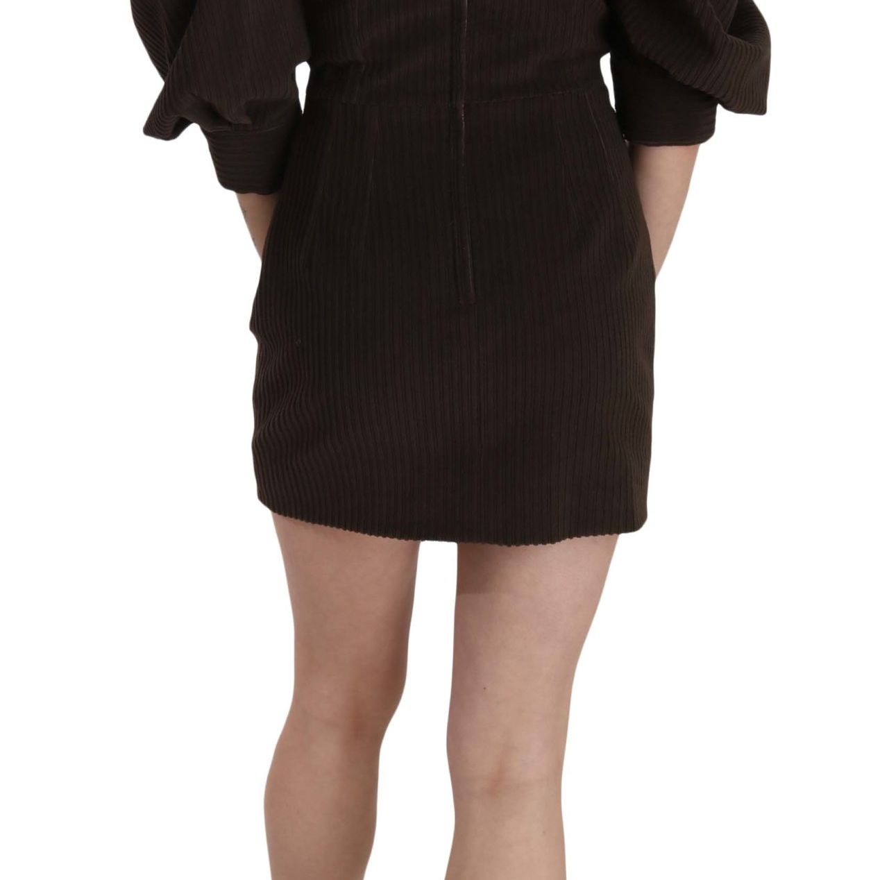 Dolce & Gabbana Brown Corduroy Bodycon Cotton Mini Dress