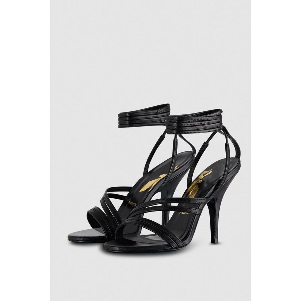 Patrizia Pepe Black Calfskin Stiletto Heel Sandals