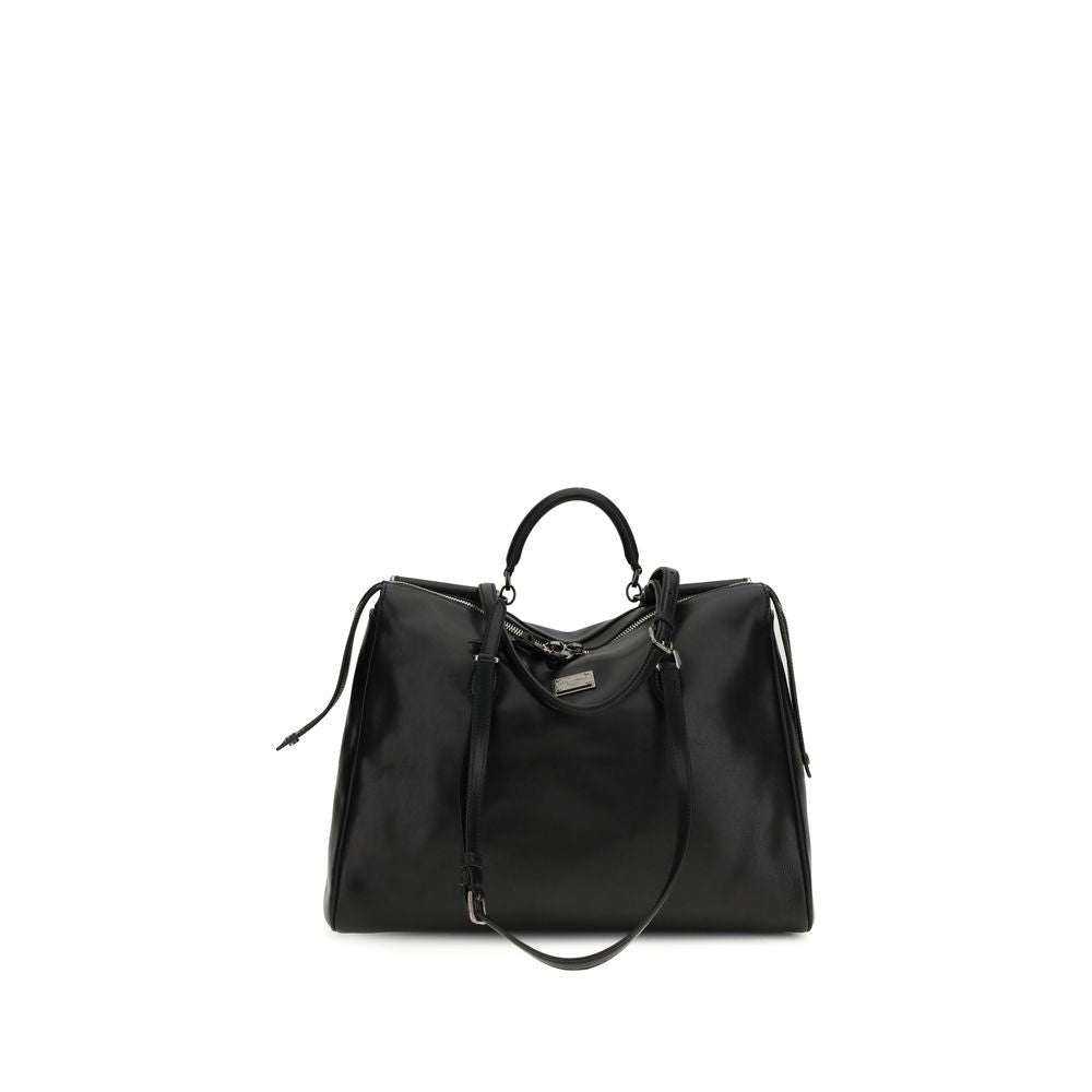 Dolce & Gabbana Black Calf Leather Bos Taurus Shoulder Bag