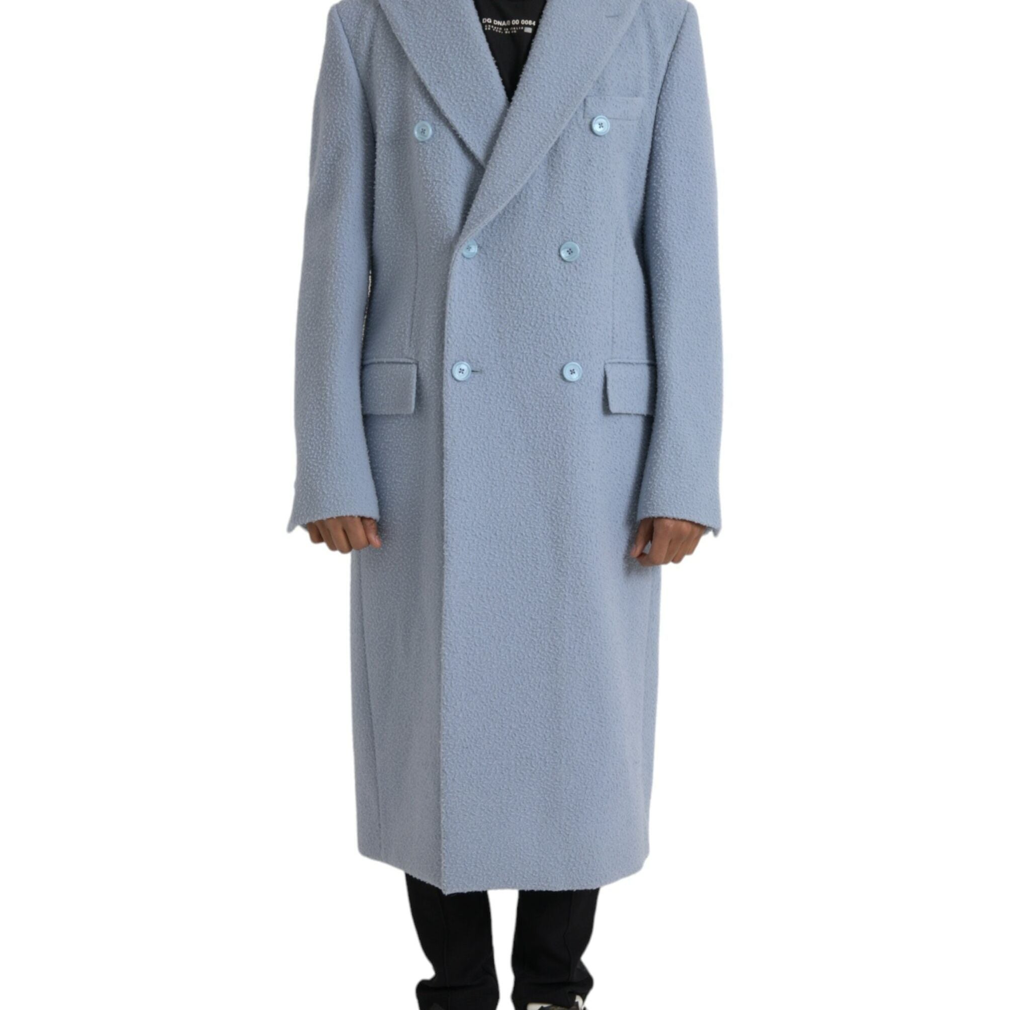 Dolce & Gabbana Blue Cashmere Trench Coat