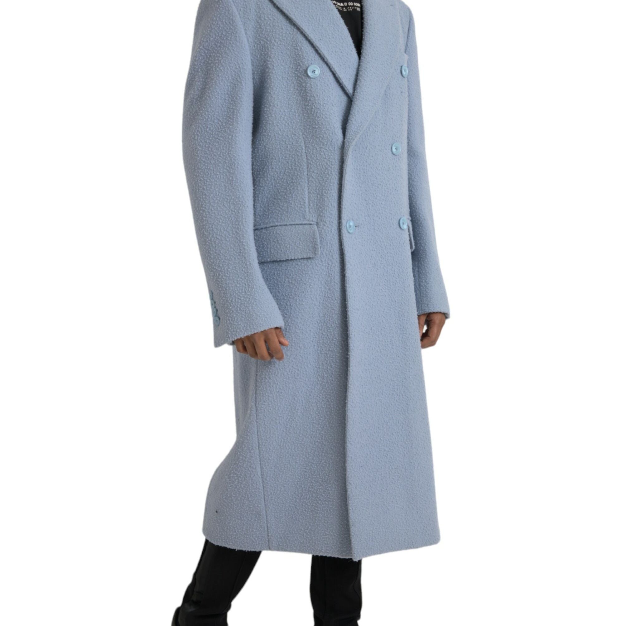 Dolce & Gabbana Blue Cashmere Trench Coat