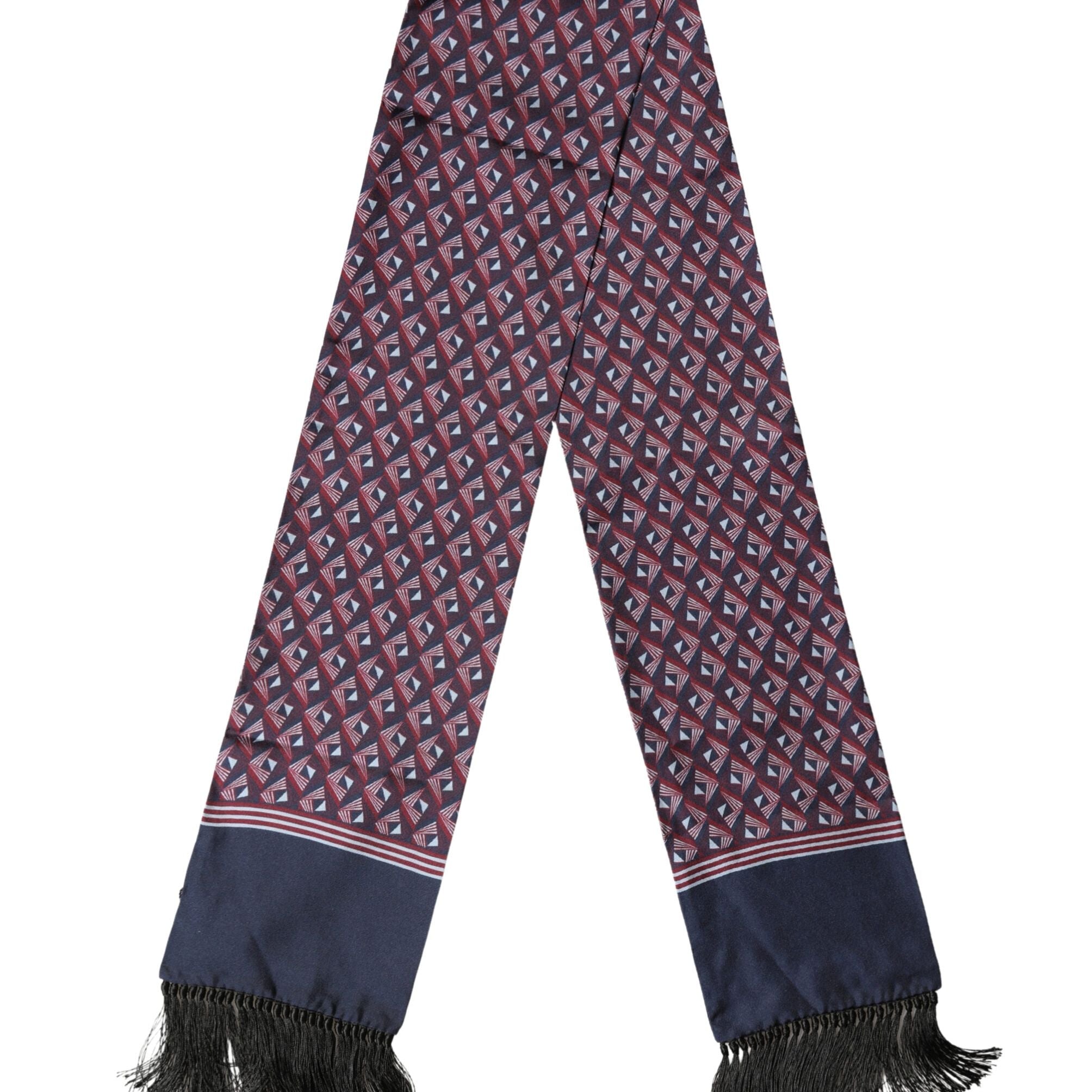 Dolce & Gabbana Multicolor Geometric Pattern Silk Fringe 142cm X 15cm Scarf