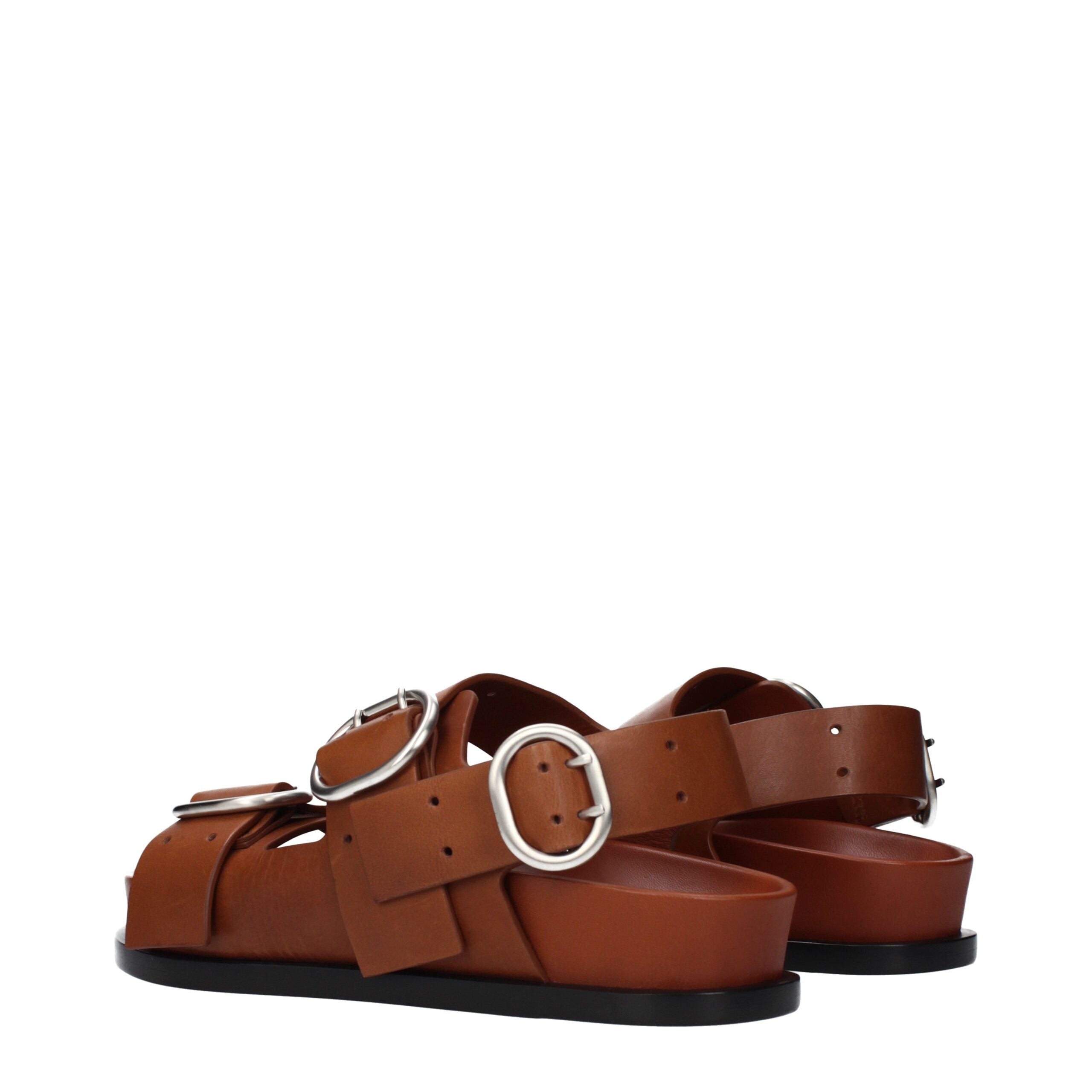 Jil Sander Brown Leather Strap-On Sandals