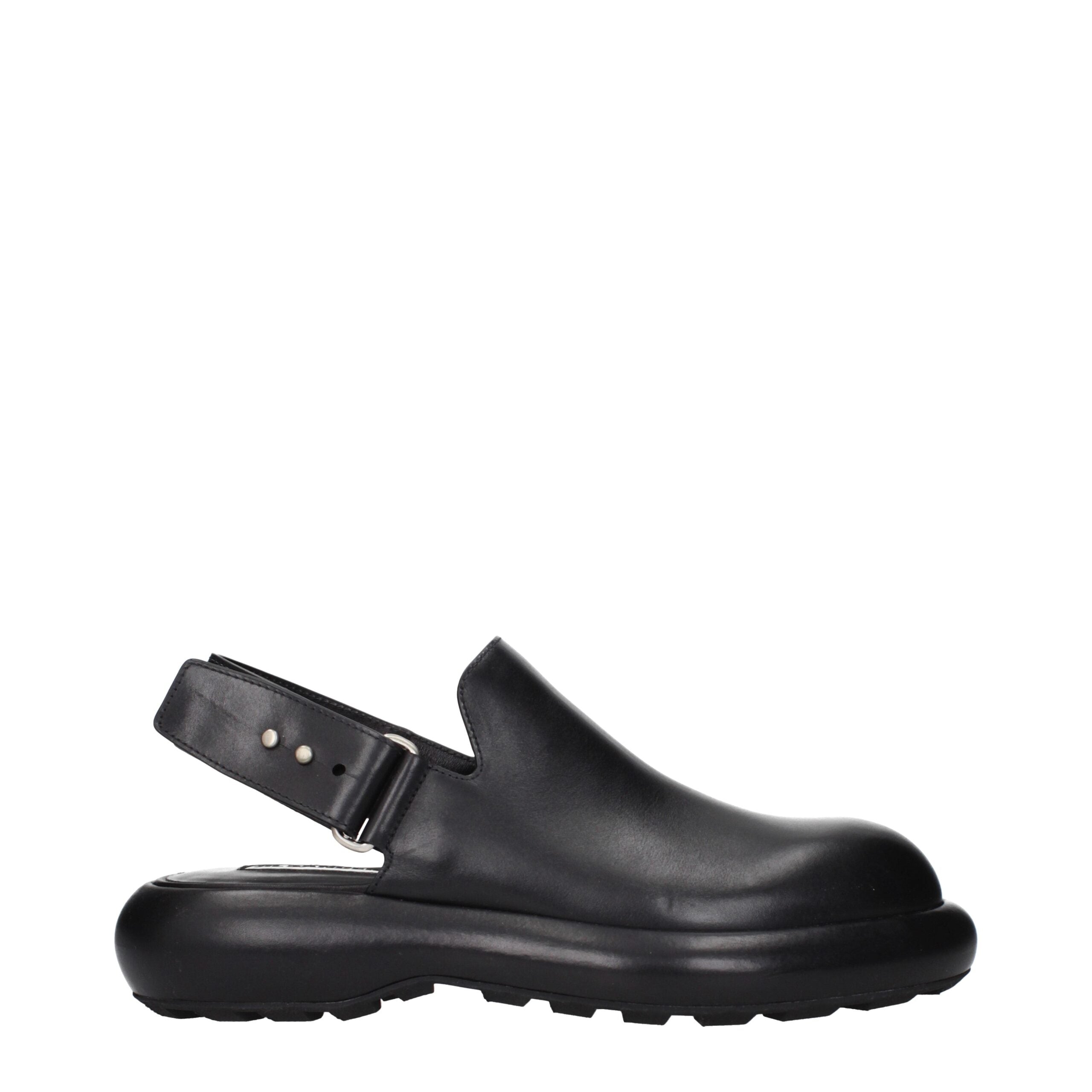 Jil Sander Black Leather Clogs