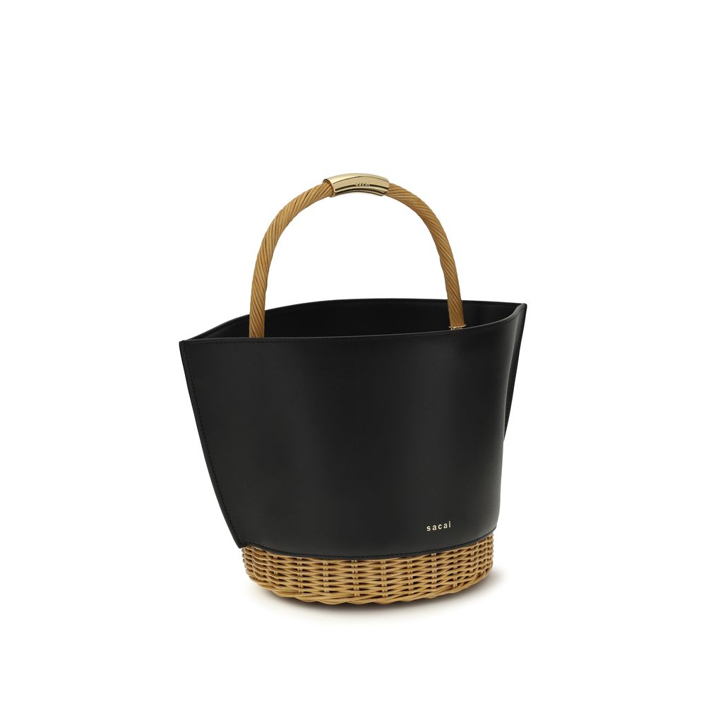 Sacai Black Calf Leather Bos Taurus Shoulder Bag