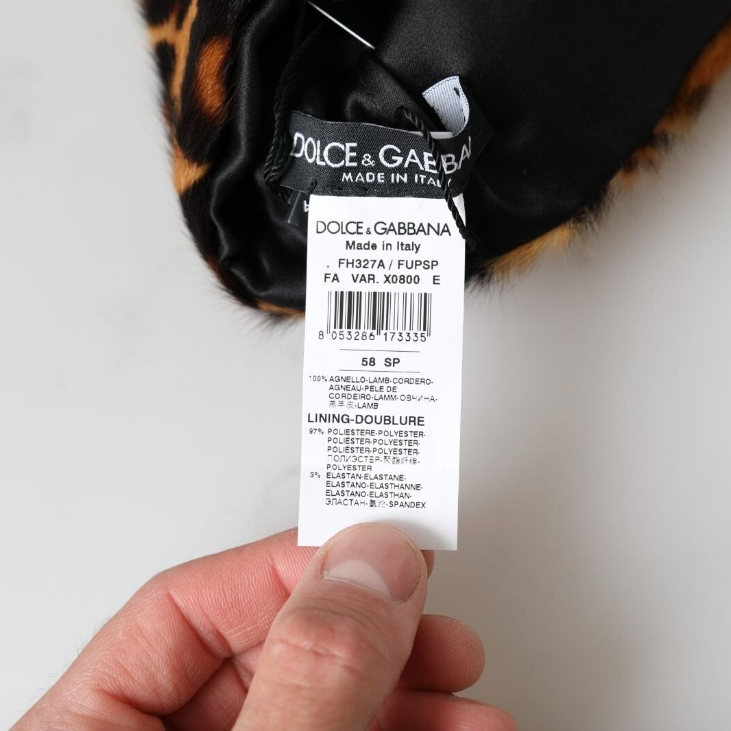 Dolce & Gabbana Brown Leopard Fur Women Bucket Capello Hat