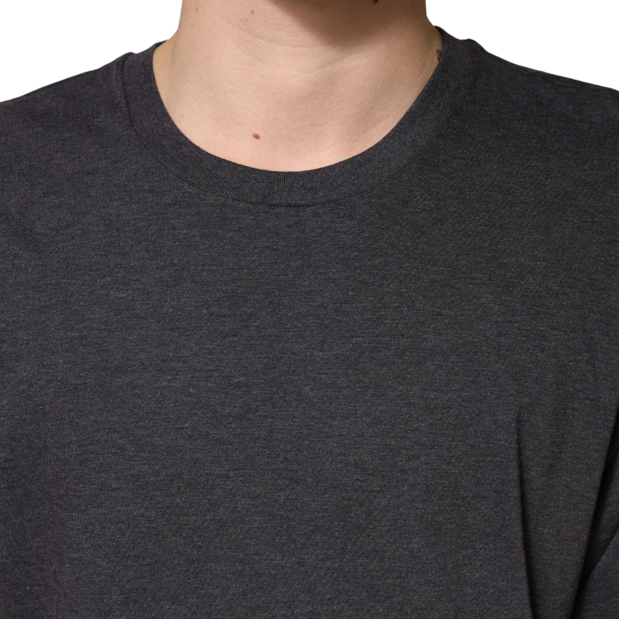 Dolce & Gabbana Dark Grey Cotton Crewneck Short Sleeve