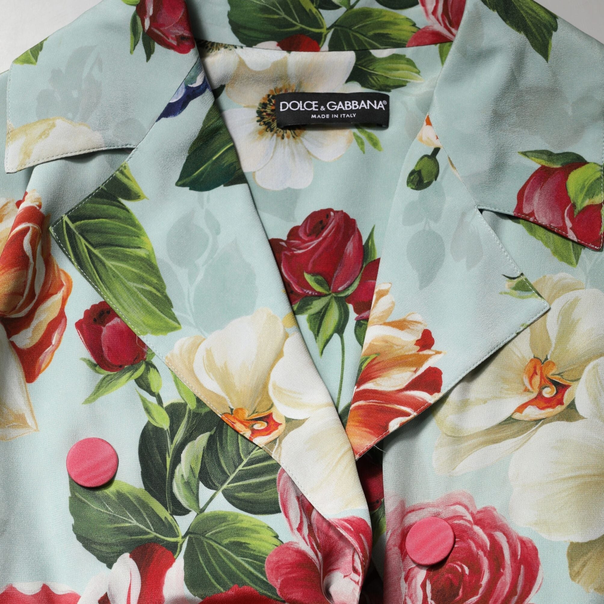 Dolce & Gabbana Green Floral Silk Wrap Midi Long Sleeve Dress