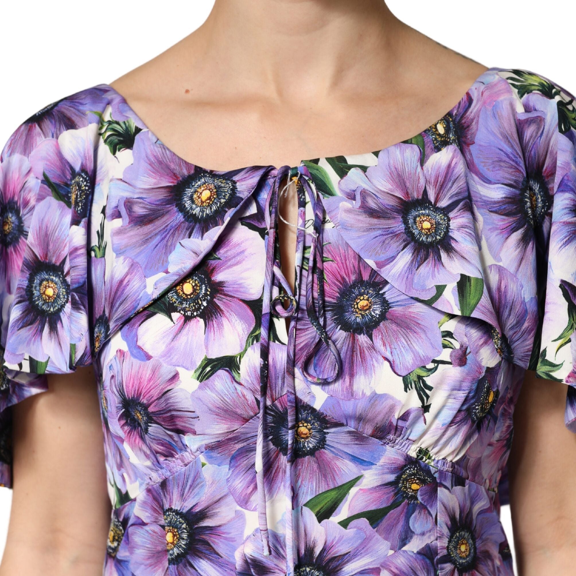 Dolce & Gabbana Purple Floral Silk Stretch Elegant Gown  Dress