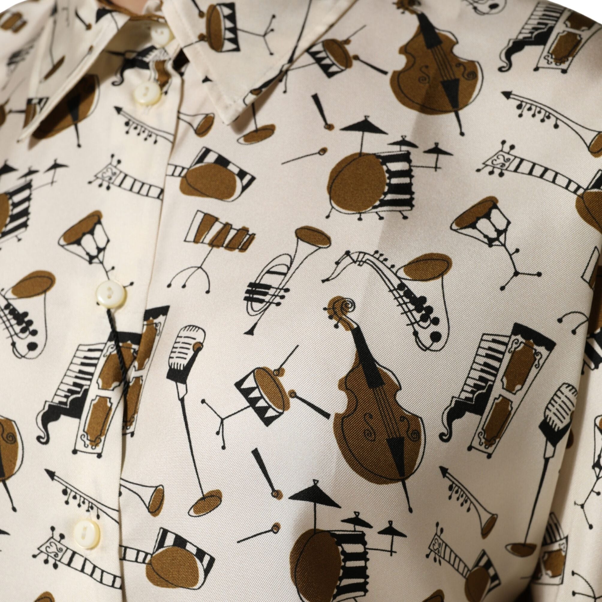 Dolce & Gabbana Beige Musical Instrument Print Short Sleeve Top