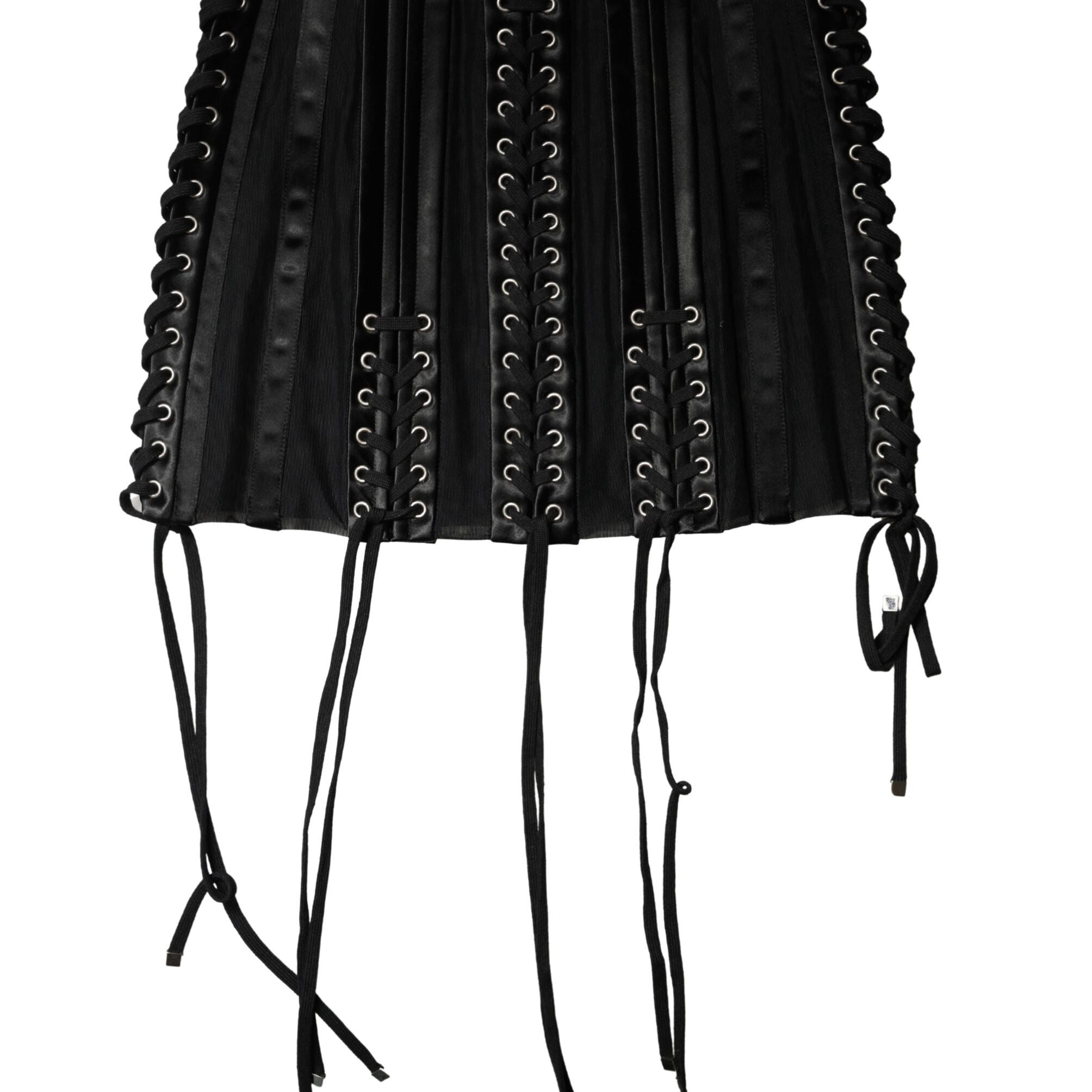 Dolce & Gabbana Black Lace-Up Waist Cincher Bustier Corset Top