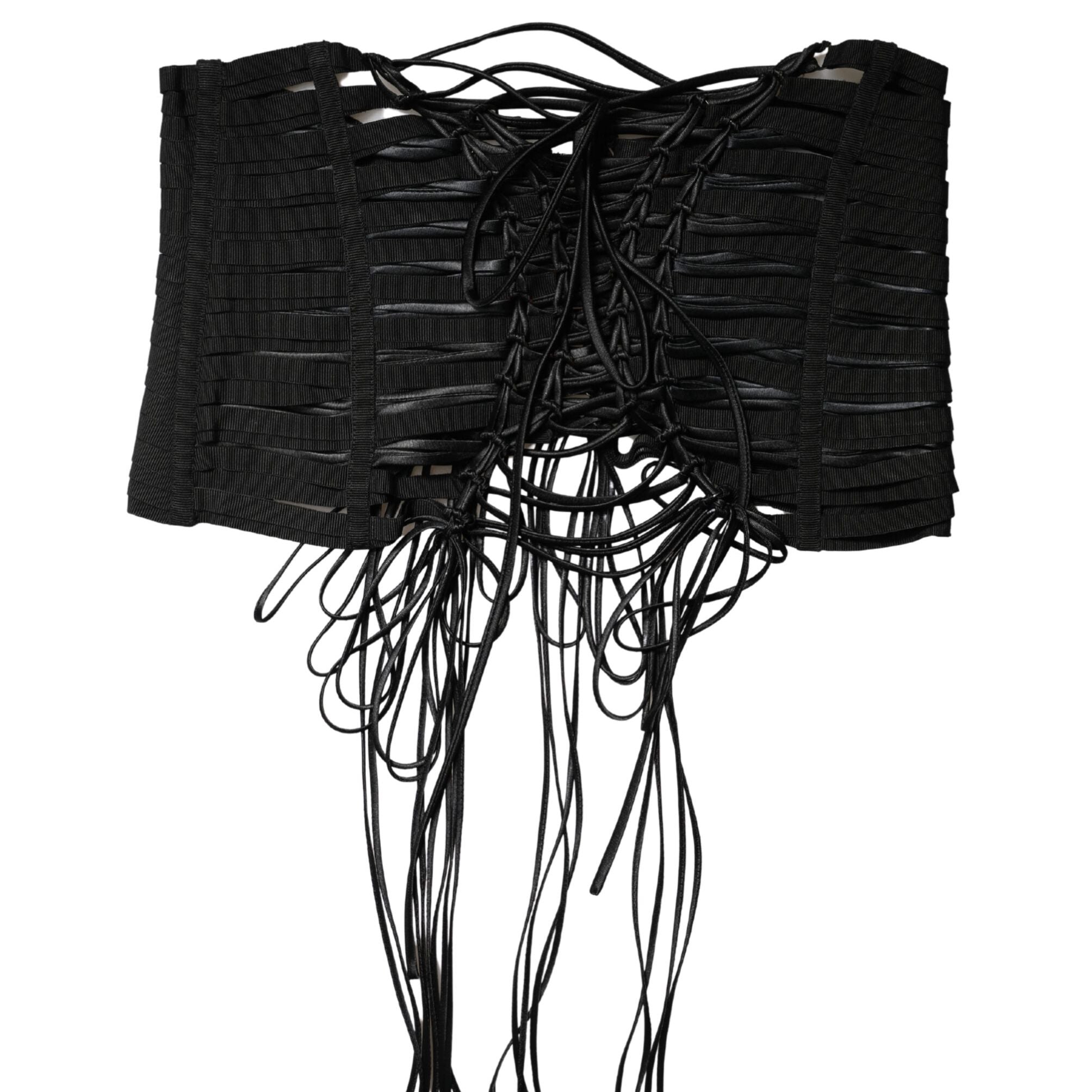 Dolce & Gabbana Black Polyester LaceUp Waist Cincher Corset Top