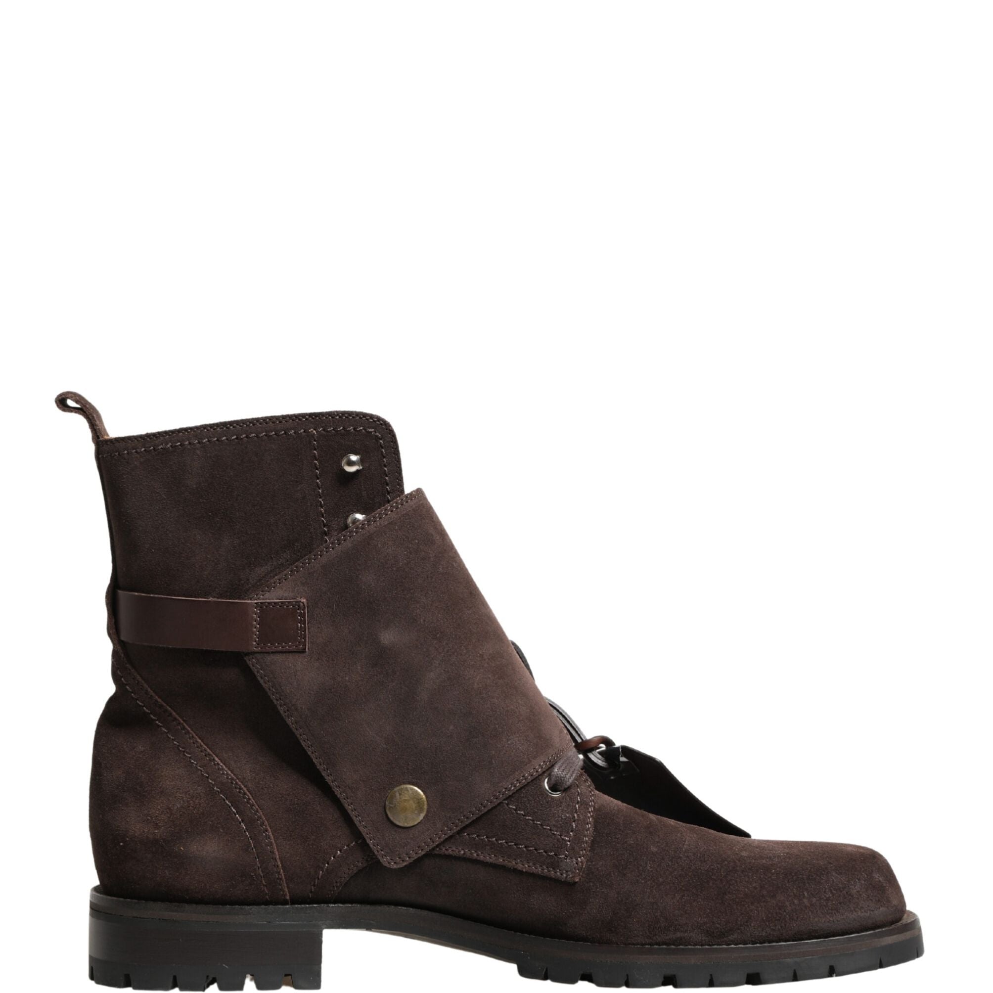 Dolce & Gabbana Brown Suede Leather Buckle Ankle Boots Shoes