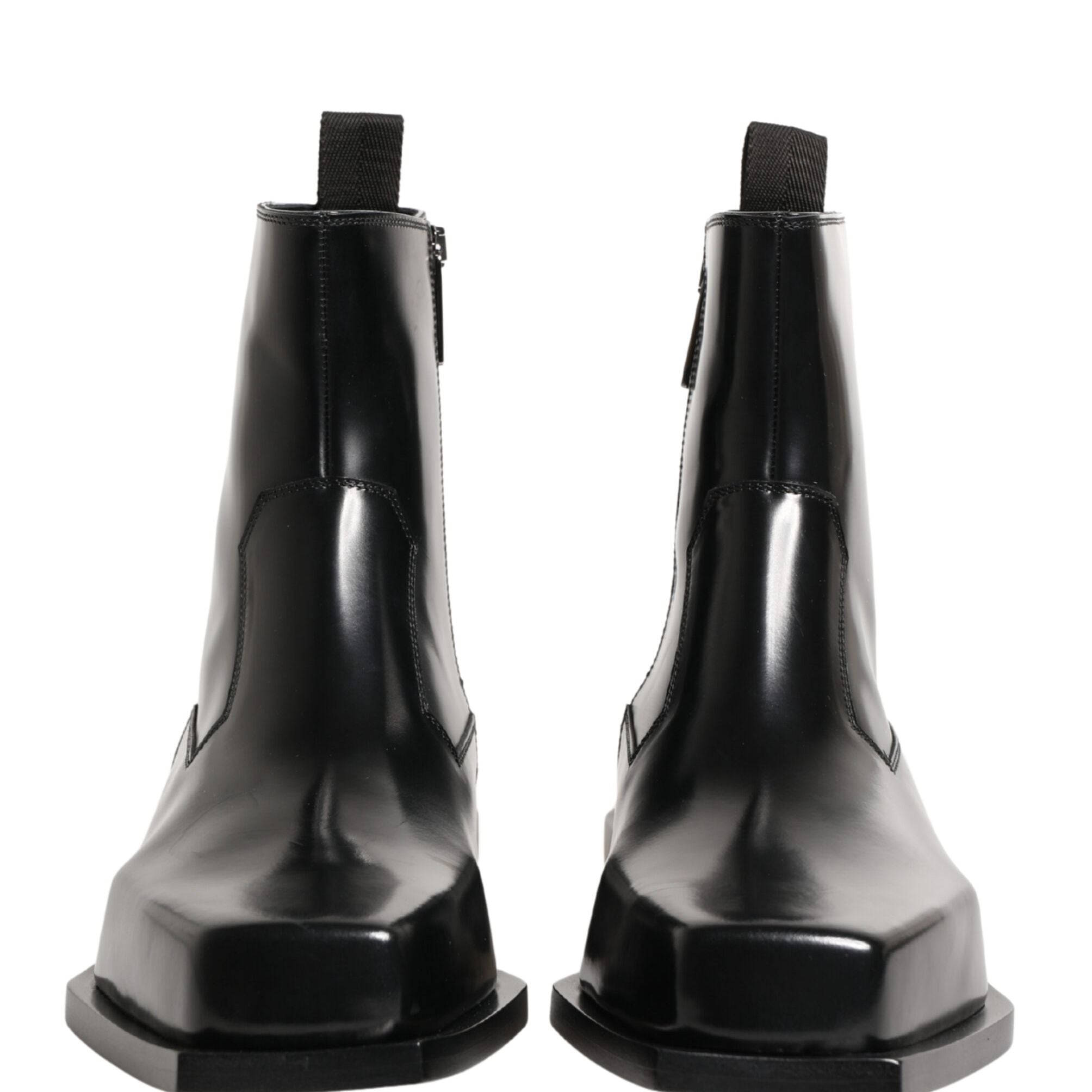 Dolce & Gabbana Black Leather Zip Closure Ankle Boots Shoes