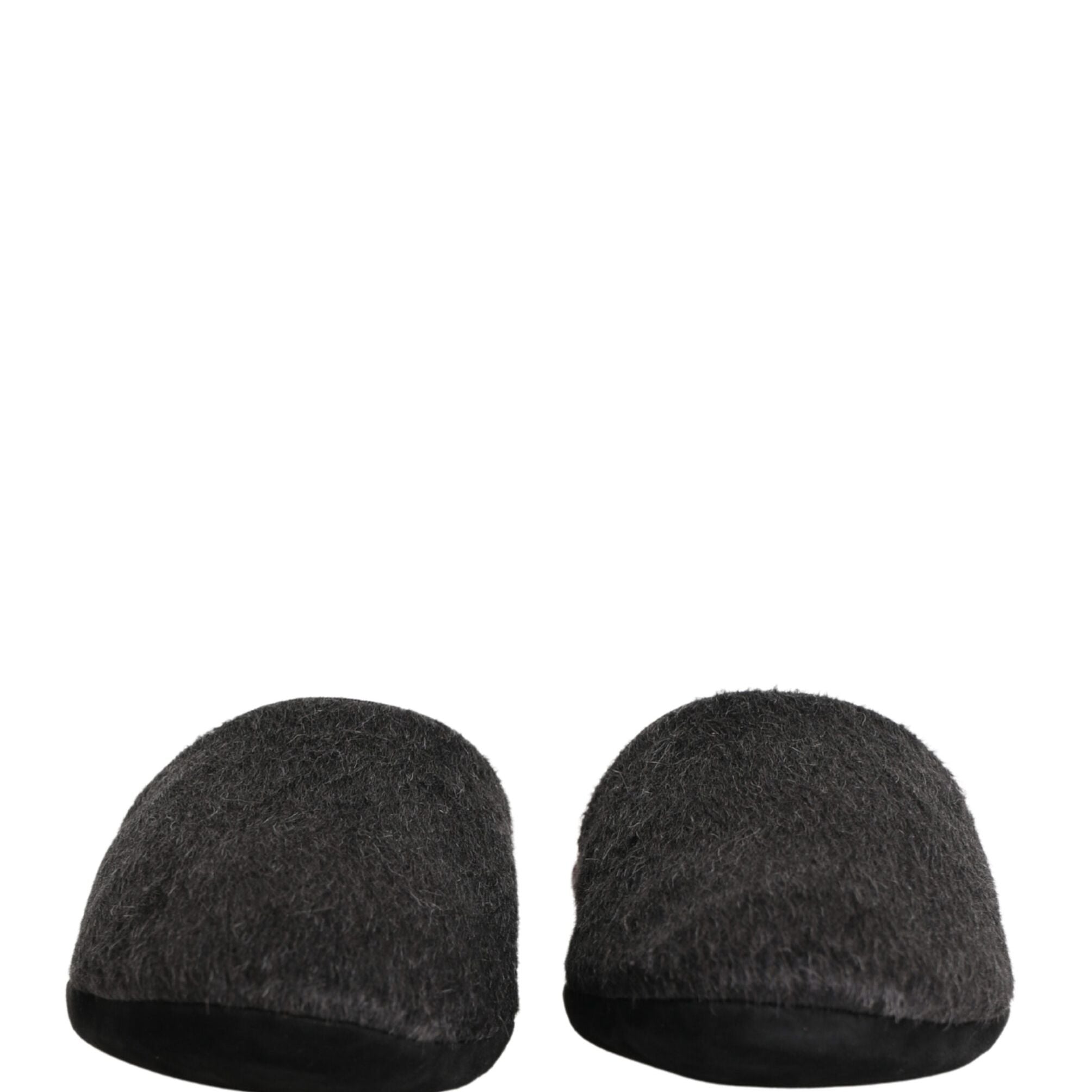Dolce & Gabbana Dark Grey Charcoal Wool Red Slippers Shoes