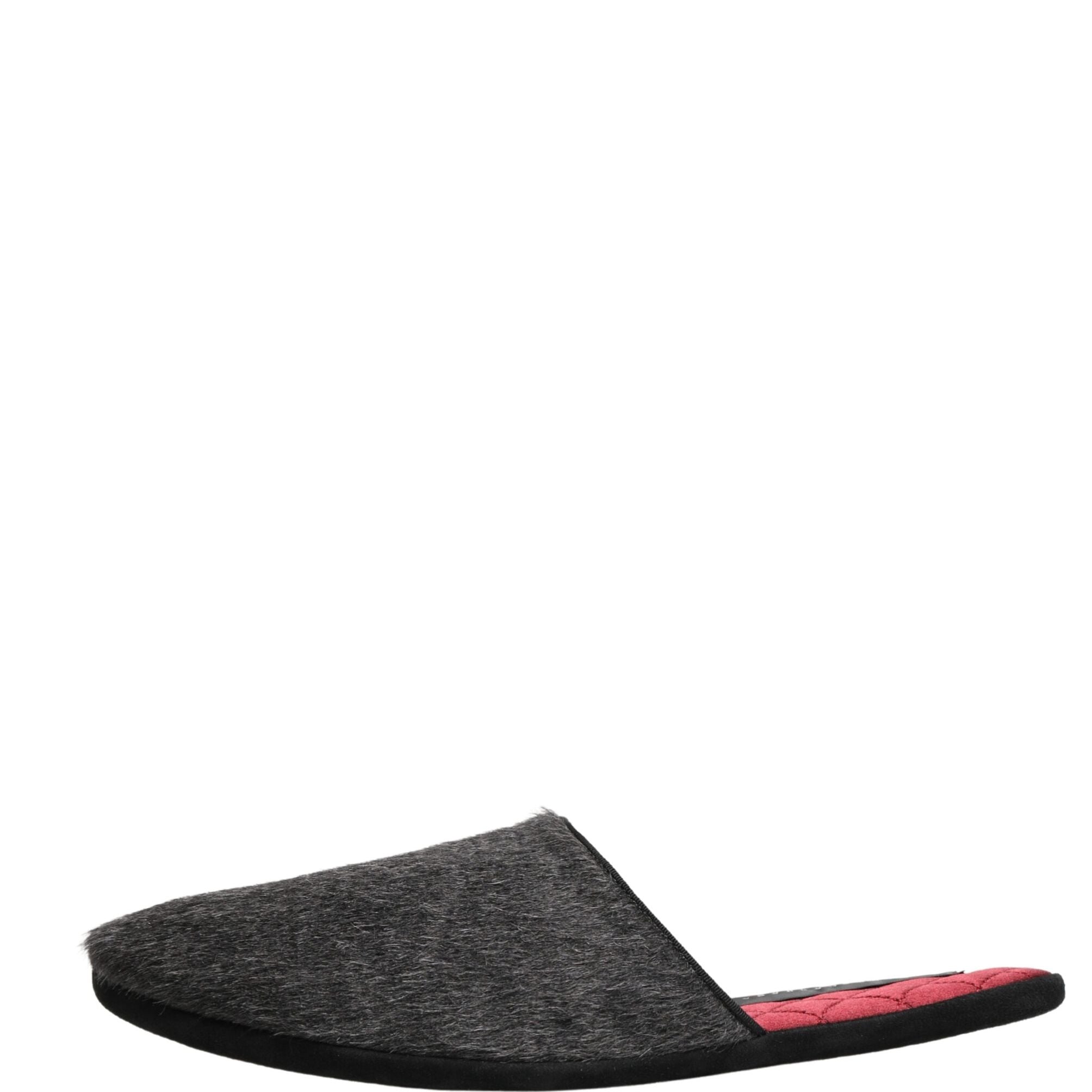 Dolce & Gabbana Dark Grey Charcoal Wool Red Slippers Shoes
