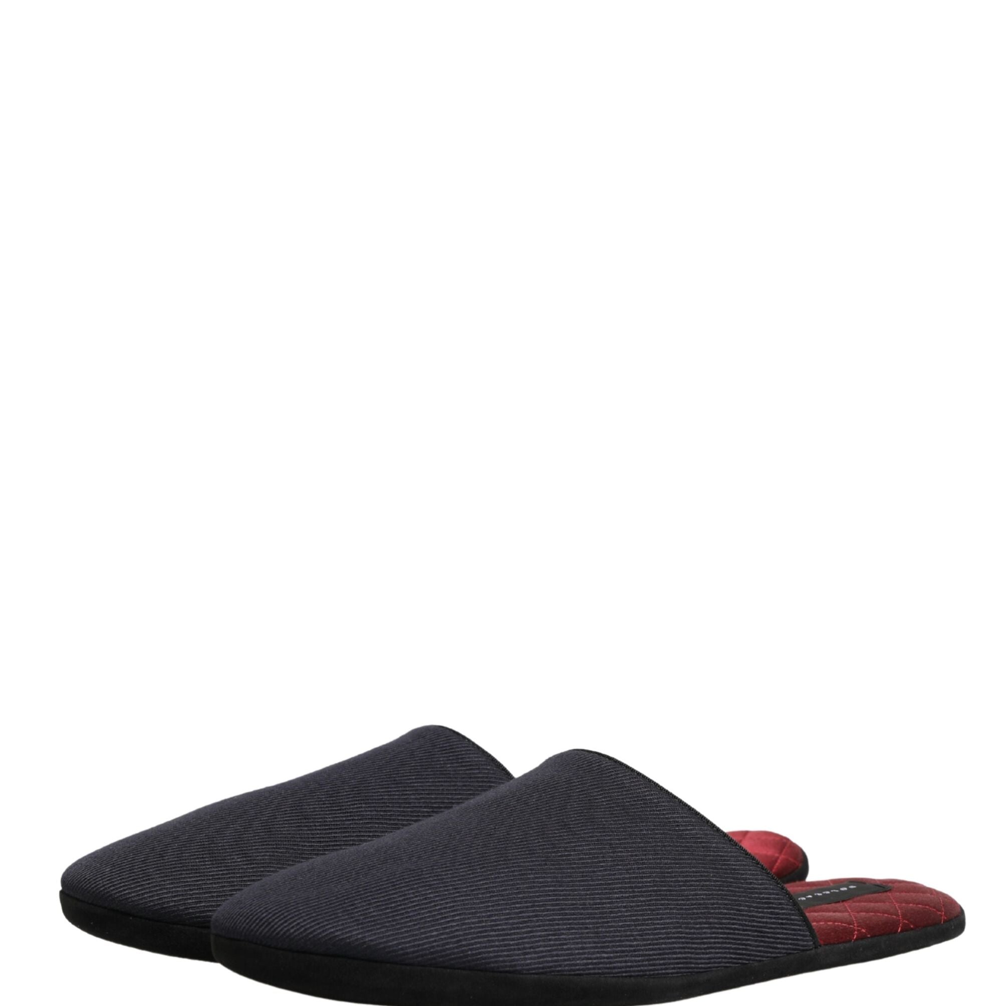 Dolce & Gabbana Dark Navy Wool Cotton Red Chevron Slippers Shoes