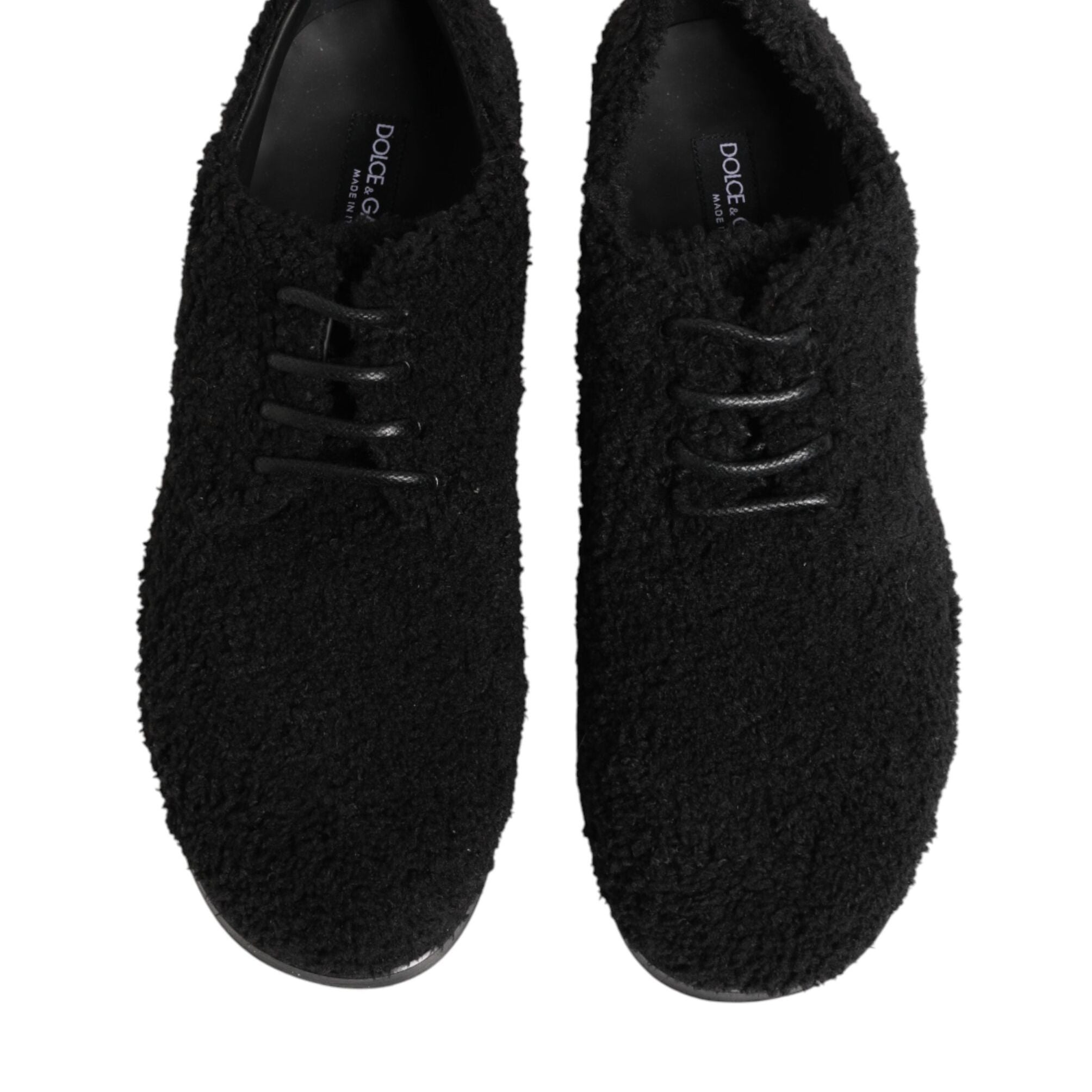 Dolce & Gabbana Men Black Riccio Shearling Dress Derby Shoes