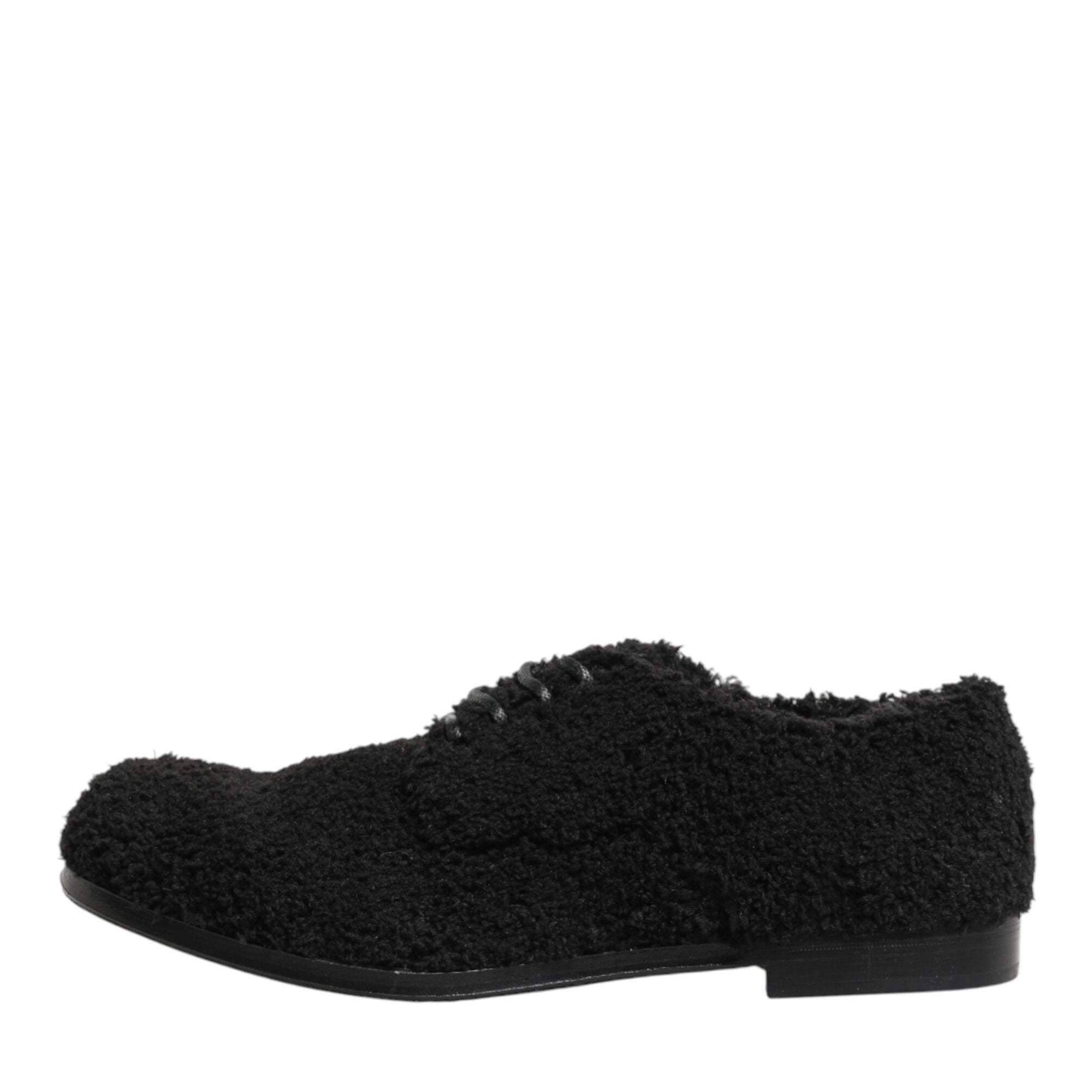 Dolce & Gabbana Men Black Riccio Shearling Dress Derby Shoes