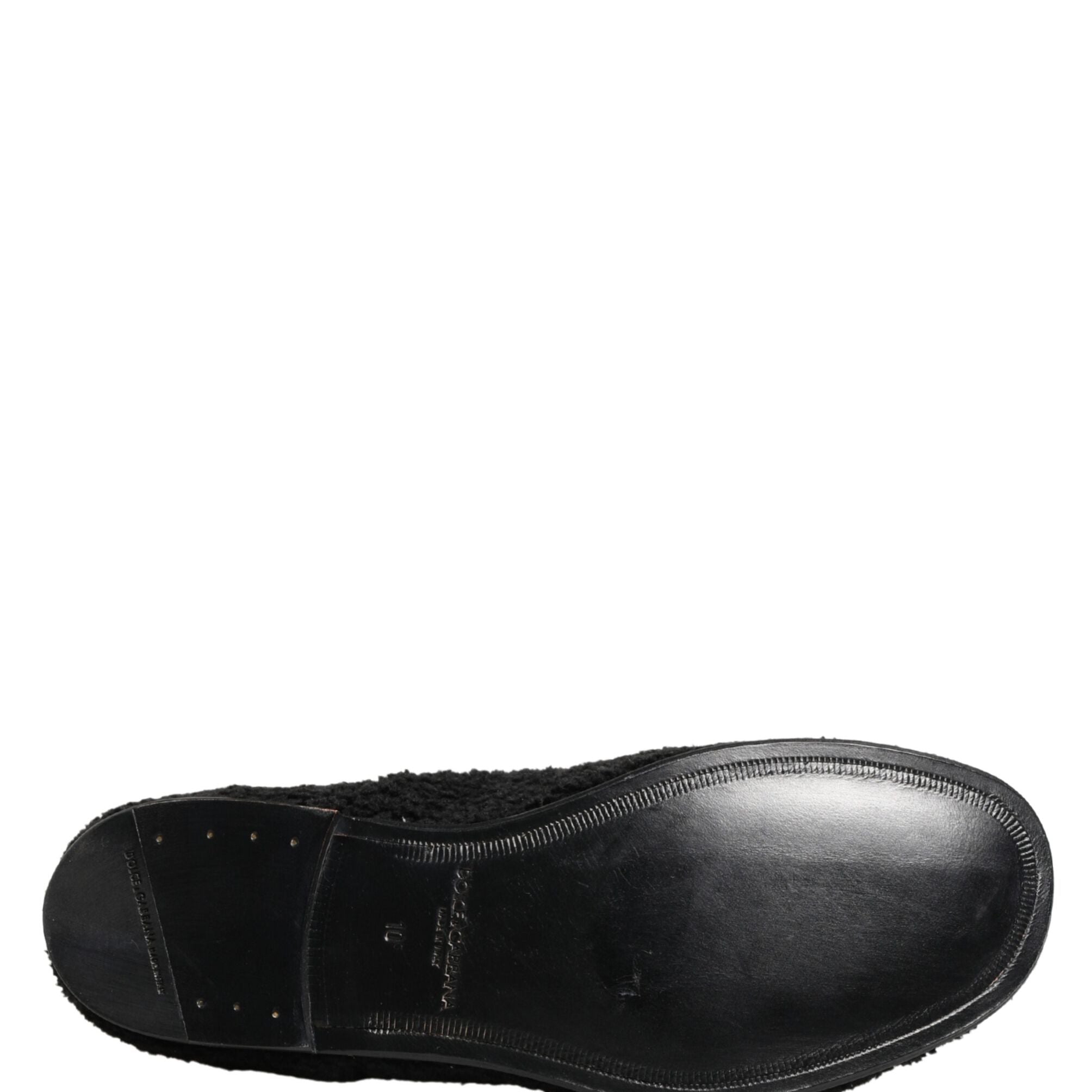 Dolce & Gabbana Men Black Riccio Shearling Dress Derby Shoes