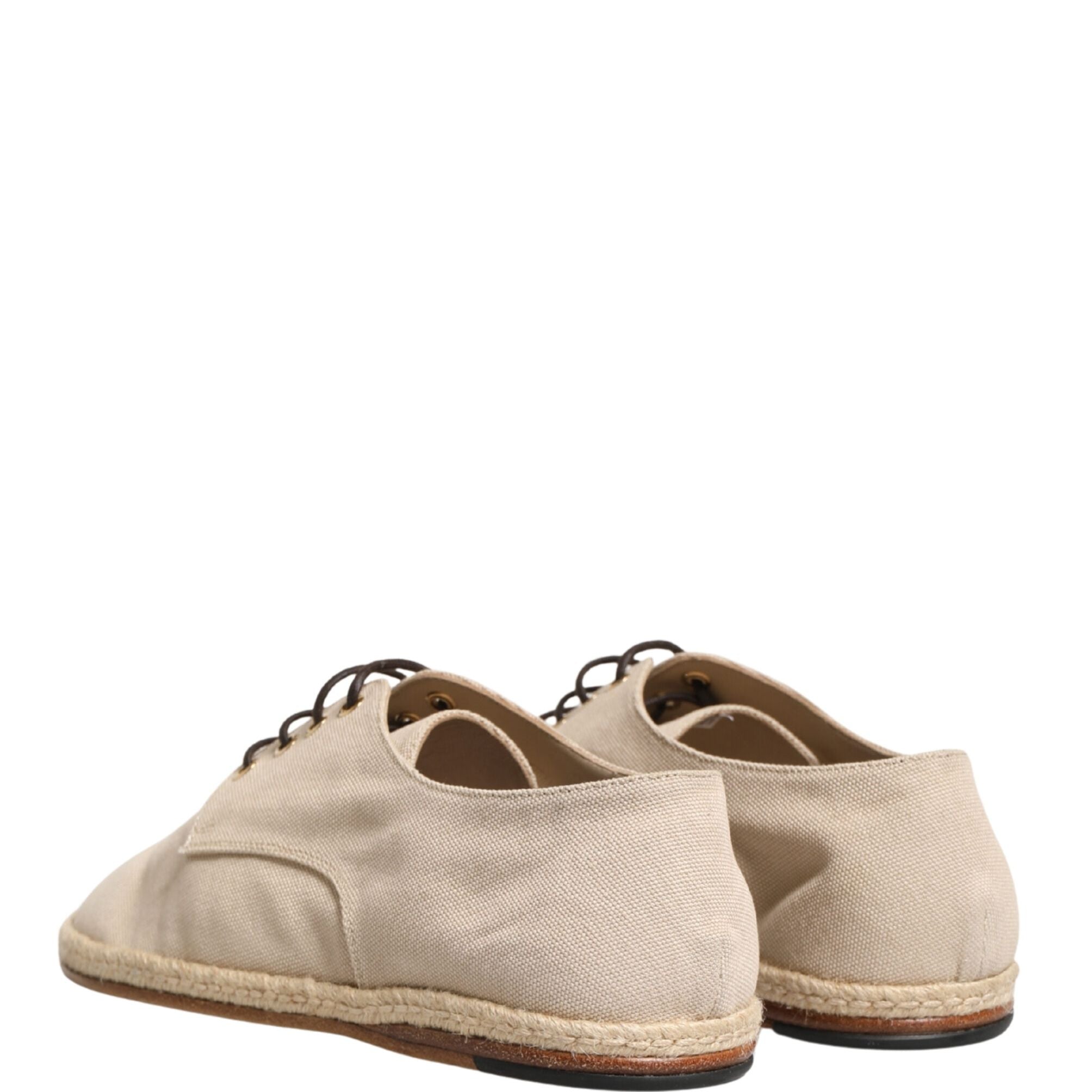 Dolce & Gabbana Beige Espadrille Sole Lace Up Canvas Derby Shoes