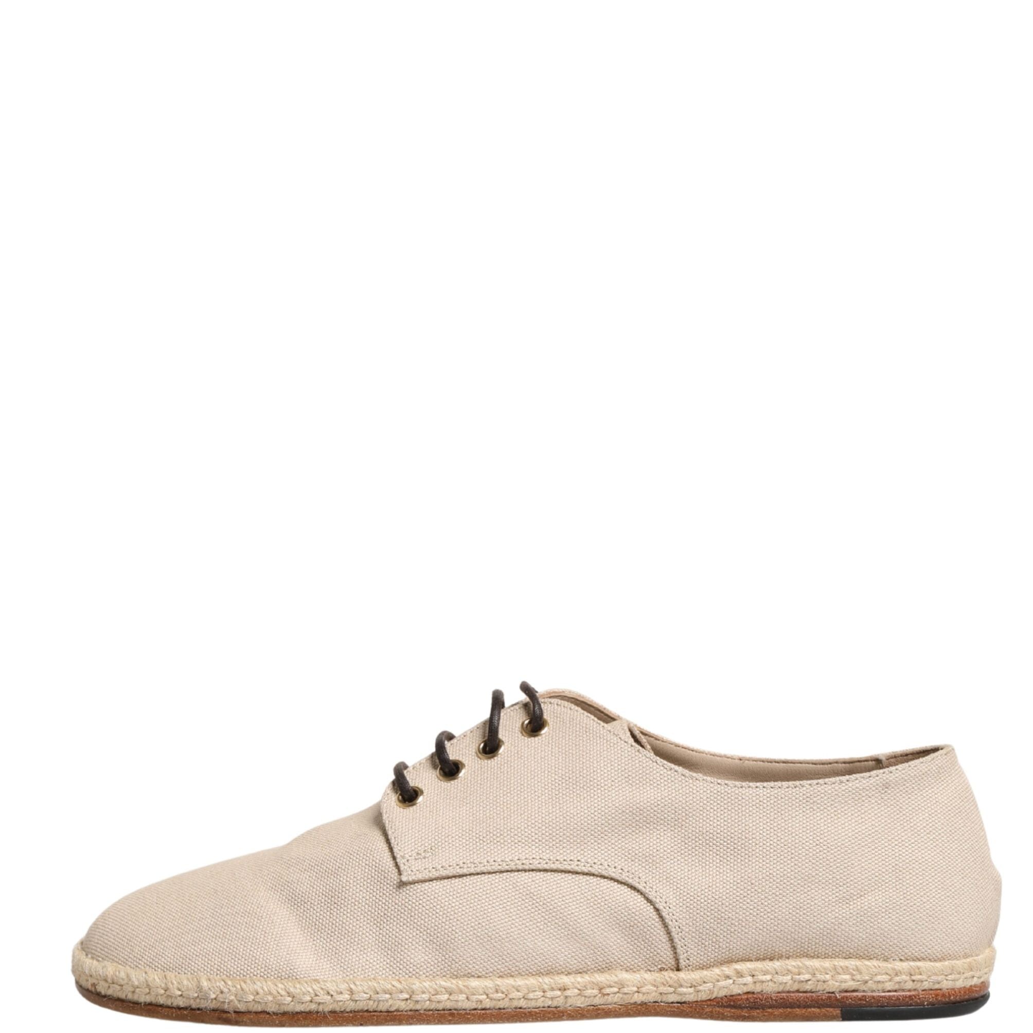 Dolce & Gabbana Beige Espadrille Sole Lace Up Canvas Derby Shoes