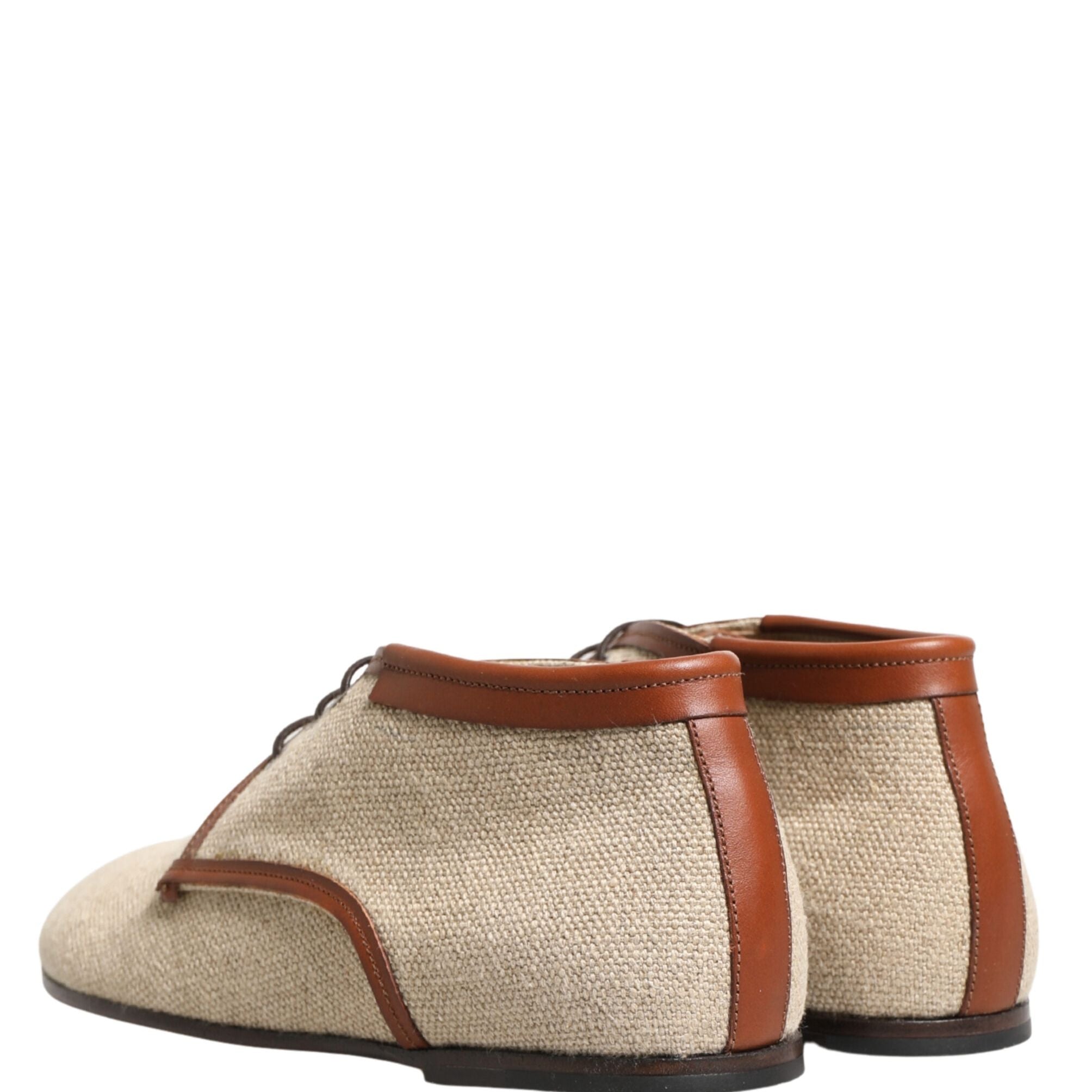 Dolce & Gabbana Beige Canvas Lace-Up Men Dress Derby Shoes