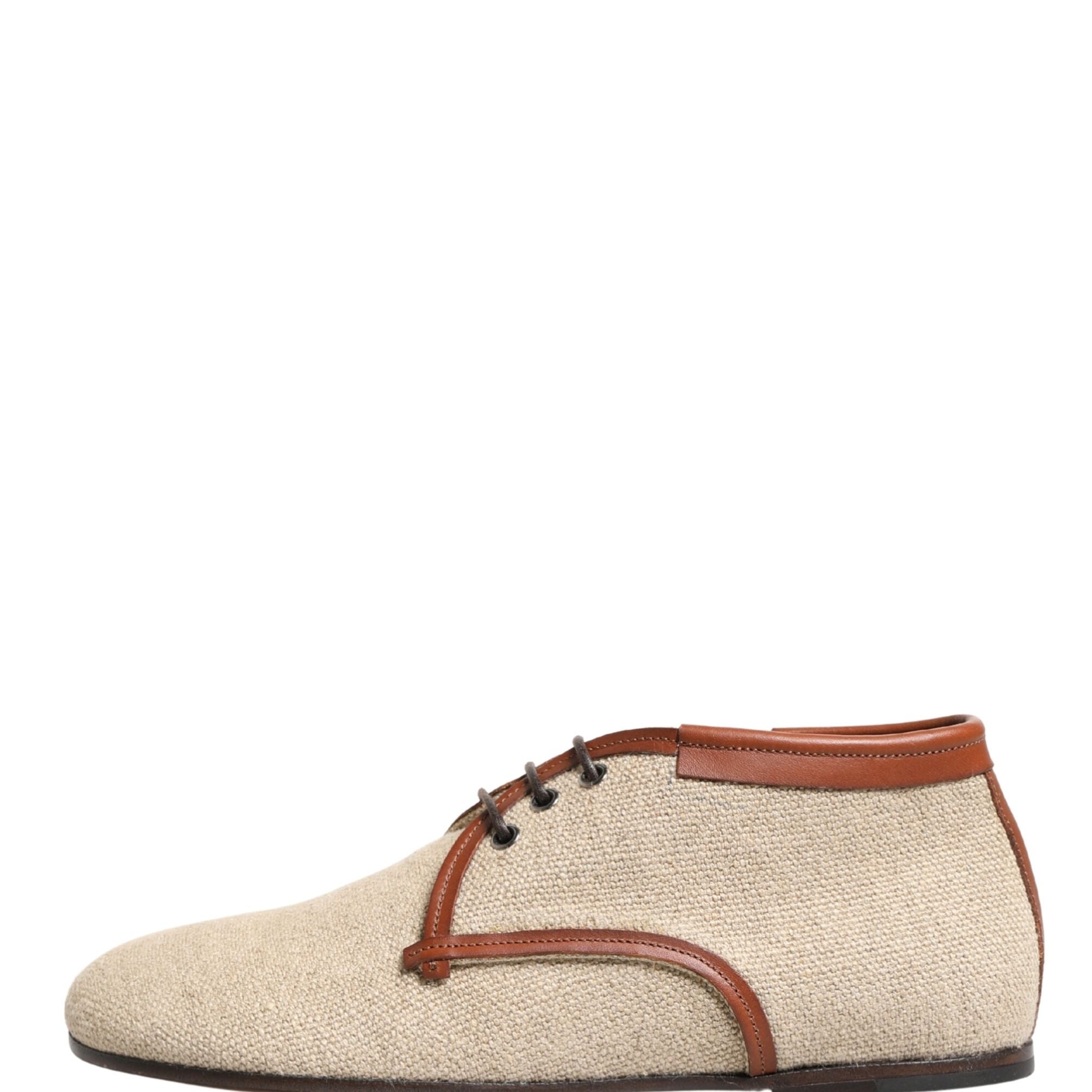 Dolce & Gabbana Beige Canvas Lace-Up Men Dress Derby Shoes
