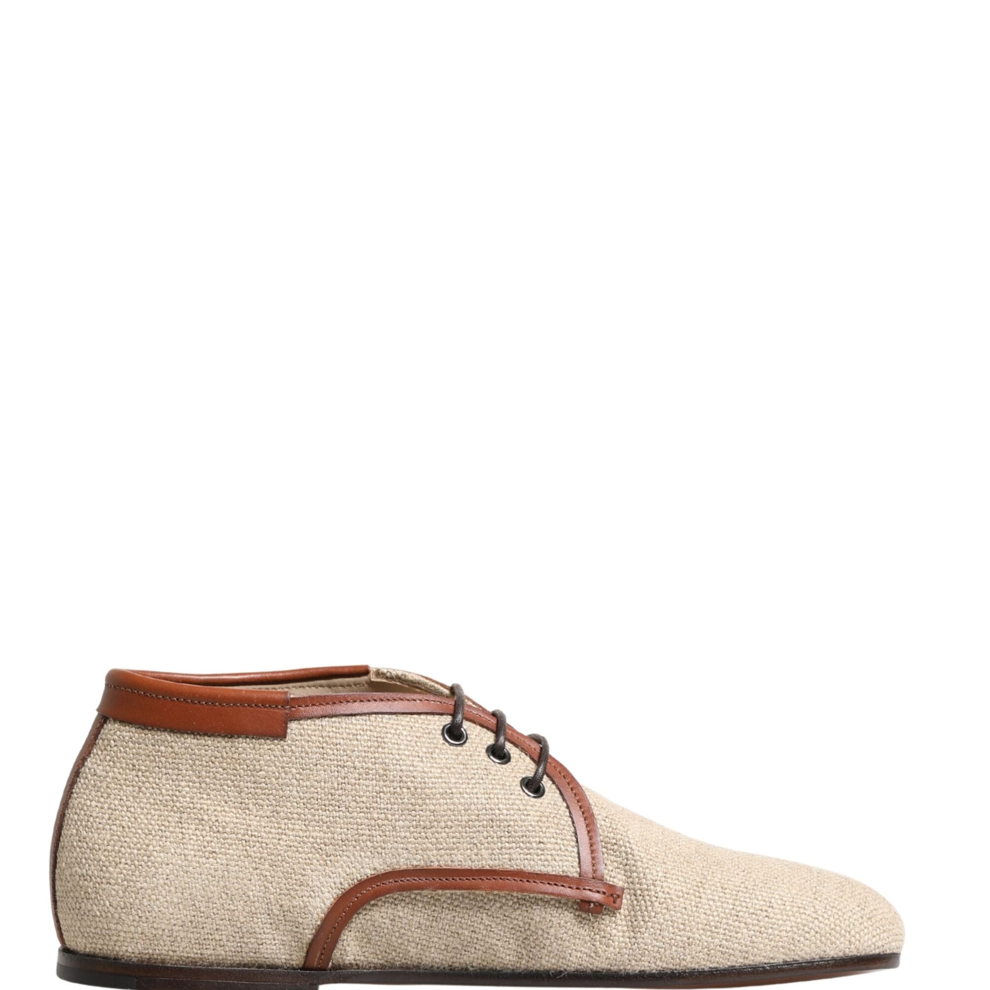 Dolce & Gabbana Beige Canvas Lace-Up Men Dress Derby Shoes