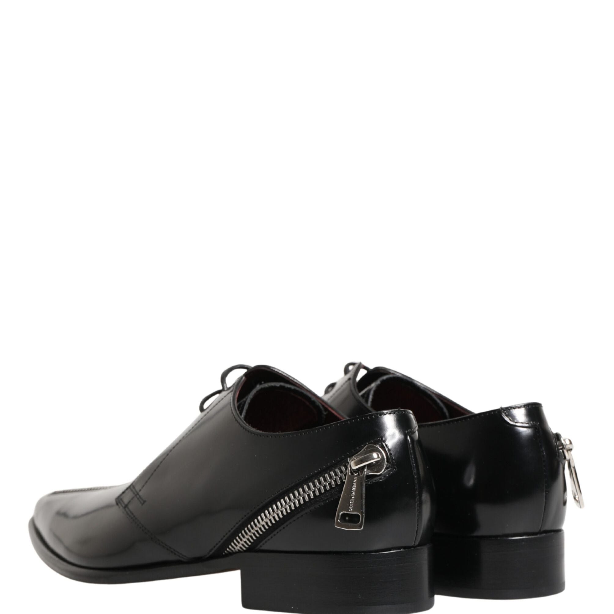 Dolce & Gabbana Men Black Lace-Up Leather Zip Dress Derby Shoes