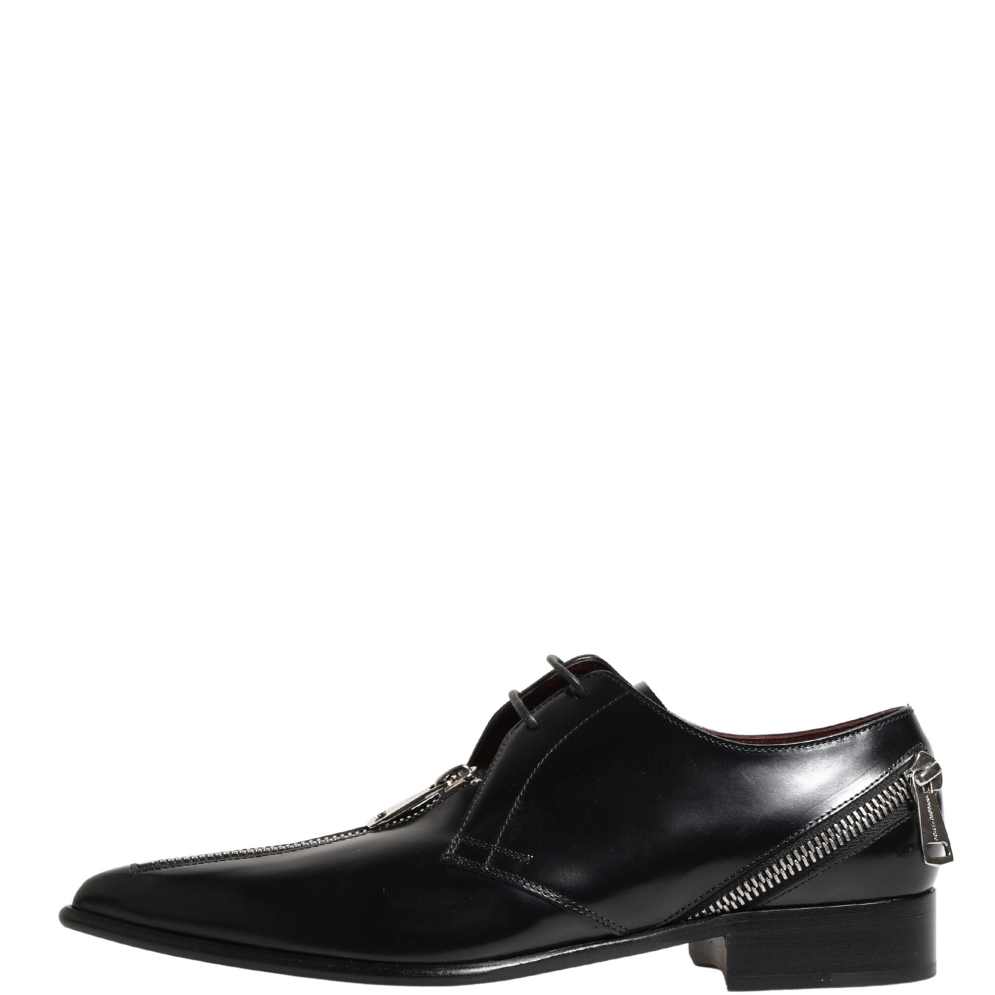 Dolce & Gabbana Men Black Lace-Up Leather Zip Dress Derby Shoes