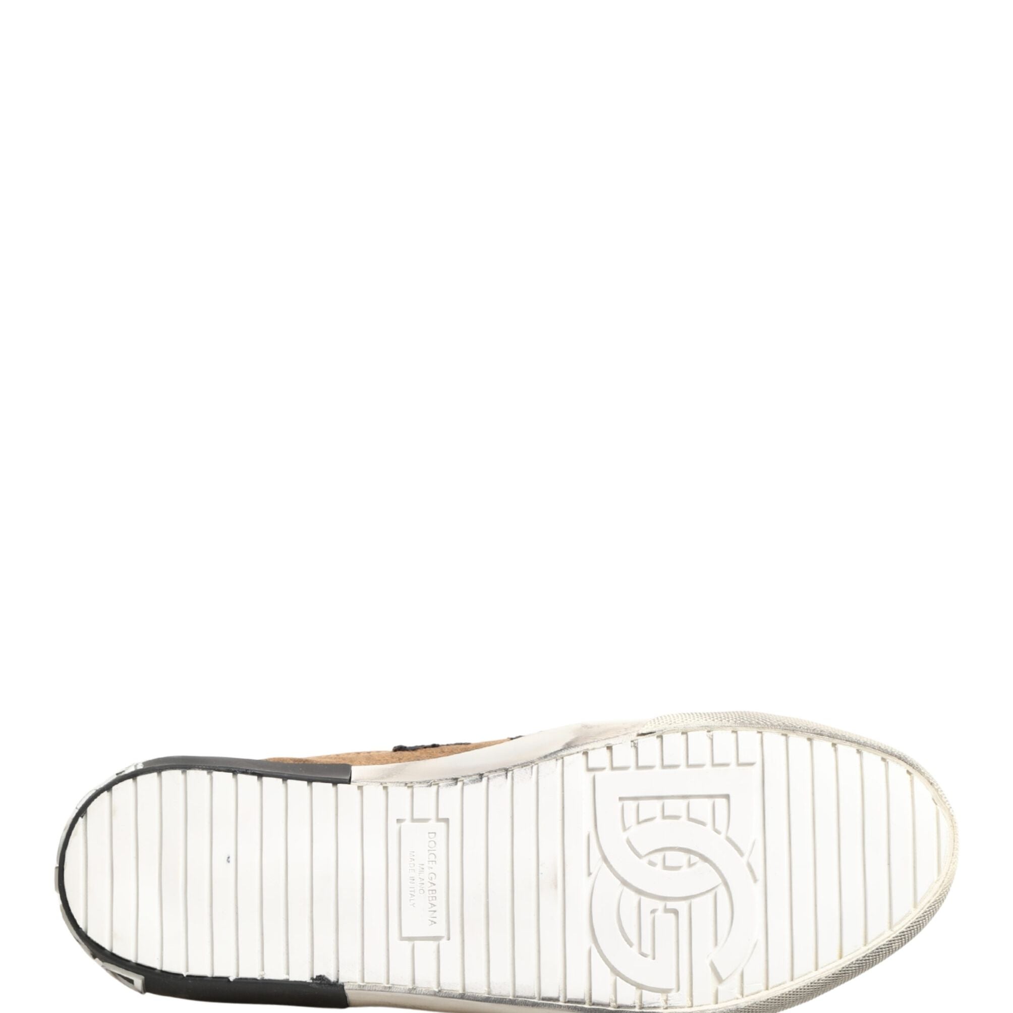 Dolce & Gabbana Brown Black Patch Denim Low Top Sneakers Shoes