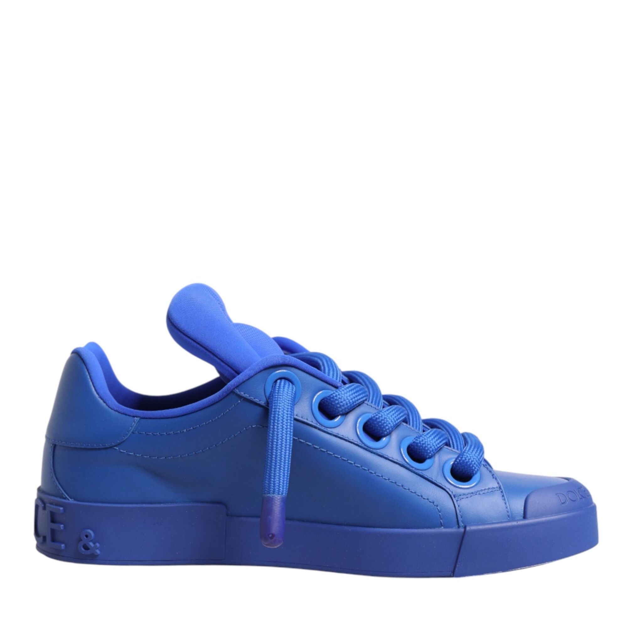 Dolce & Gabbana Blue Leather DG Logo Sole Low Top Sneakers Shoes