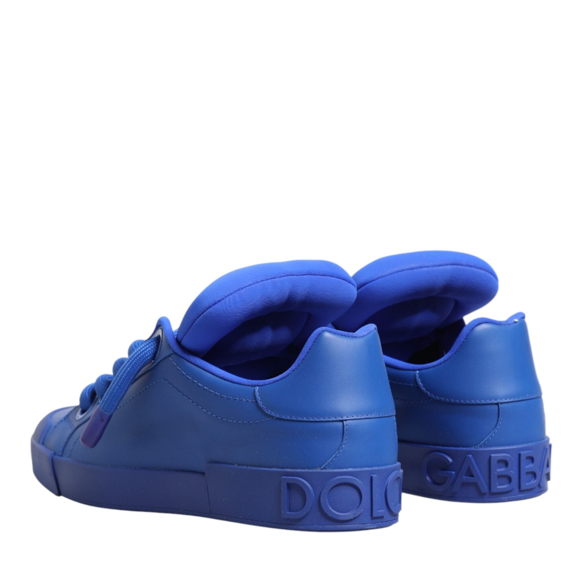 Dolce & Gabbana Blue Leather DG Logo Sole Low Top Sneakers Shoes