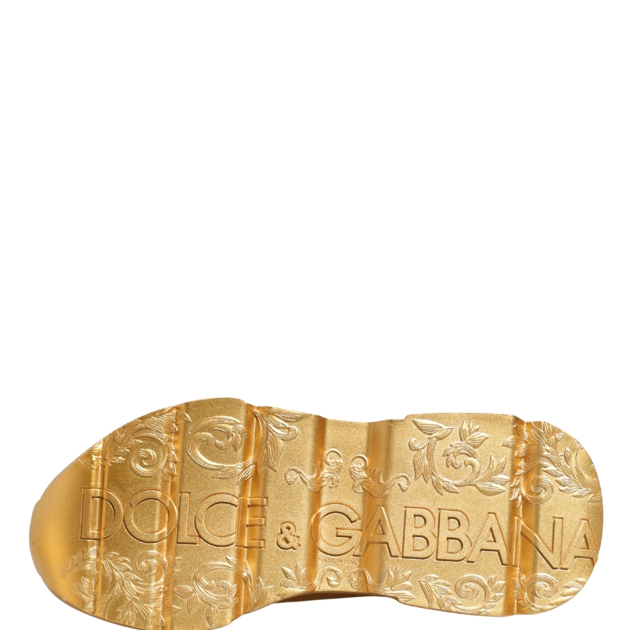 Dolce & Gabbana Gold Leather Daymaster Chunky Sneakers Shoes