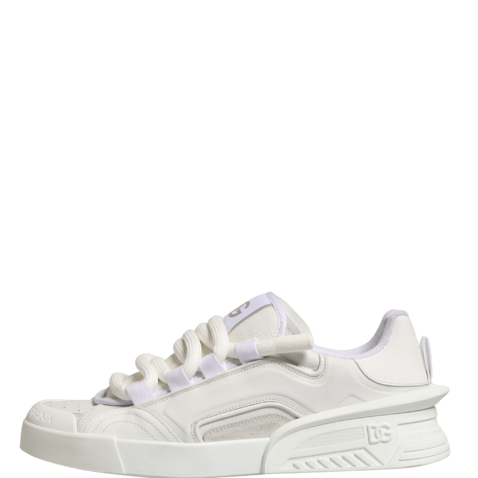 Dolce & Gabbana White Calfskin Leather Low Top Sneakers Shoes
