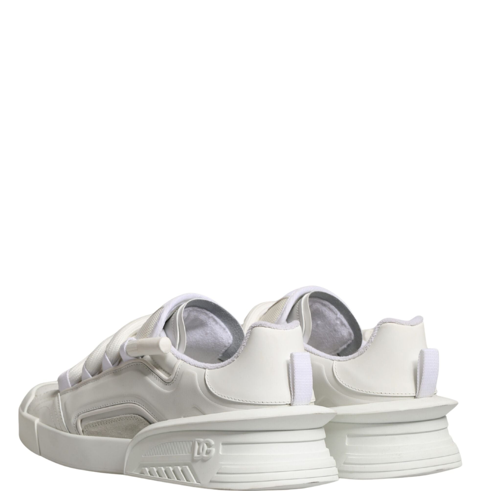Dolce & Gabbana White Calfskin Leather Low Top Sneakers Shoes