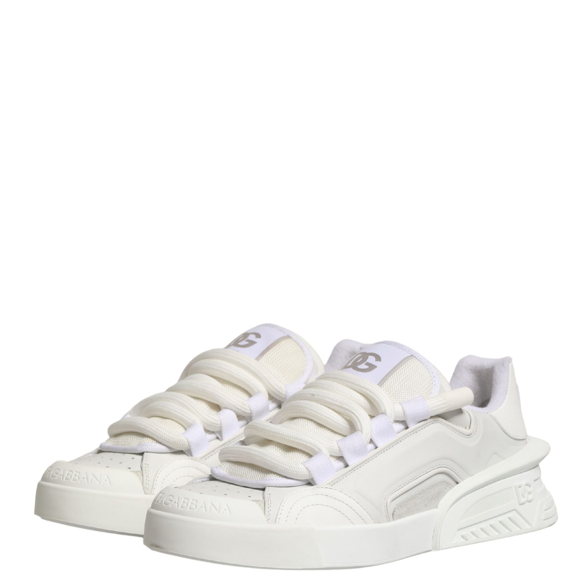 Dolce & Gabbana White Calfskin Leather Low Top Sneakers Shoes