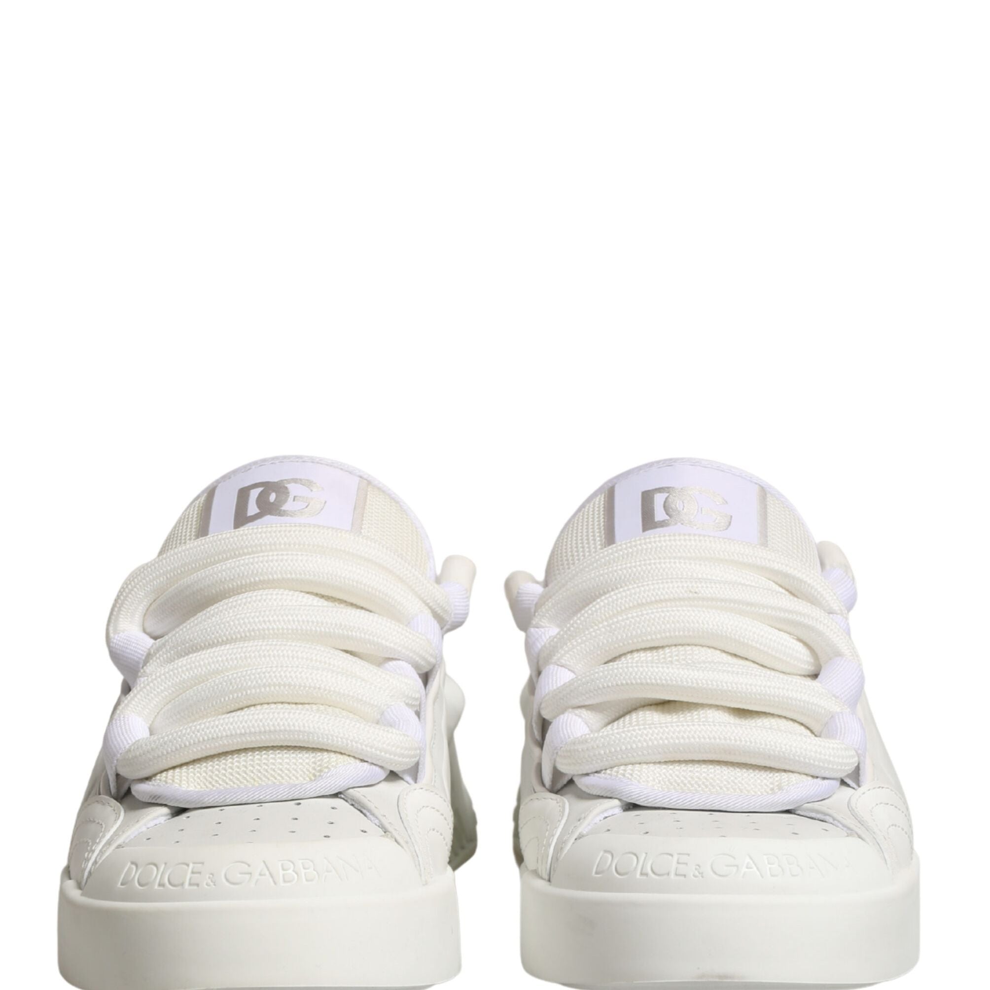 Dolce & Gabbana White Calfskin Leather Low Top Sneakers Shoes