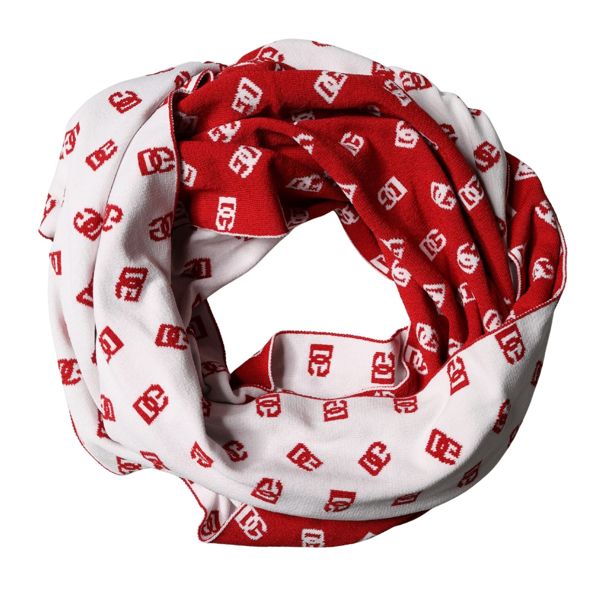 Dolce & Gabbana Red White Logo Print Foulard 201cm x 40.5cm  Men Scarf