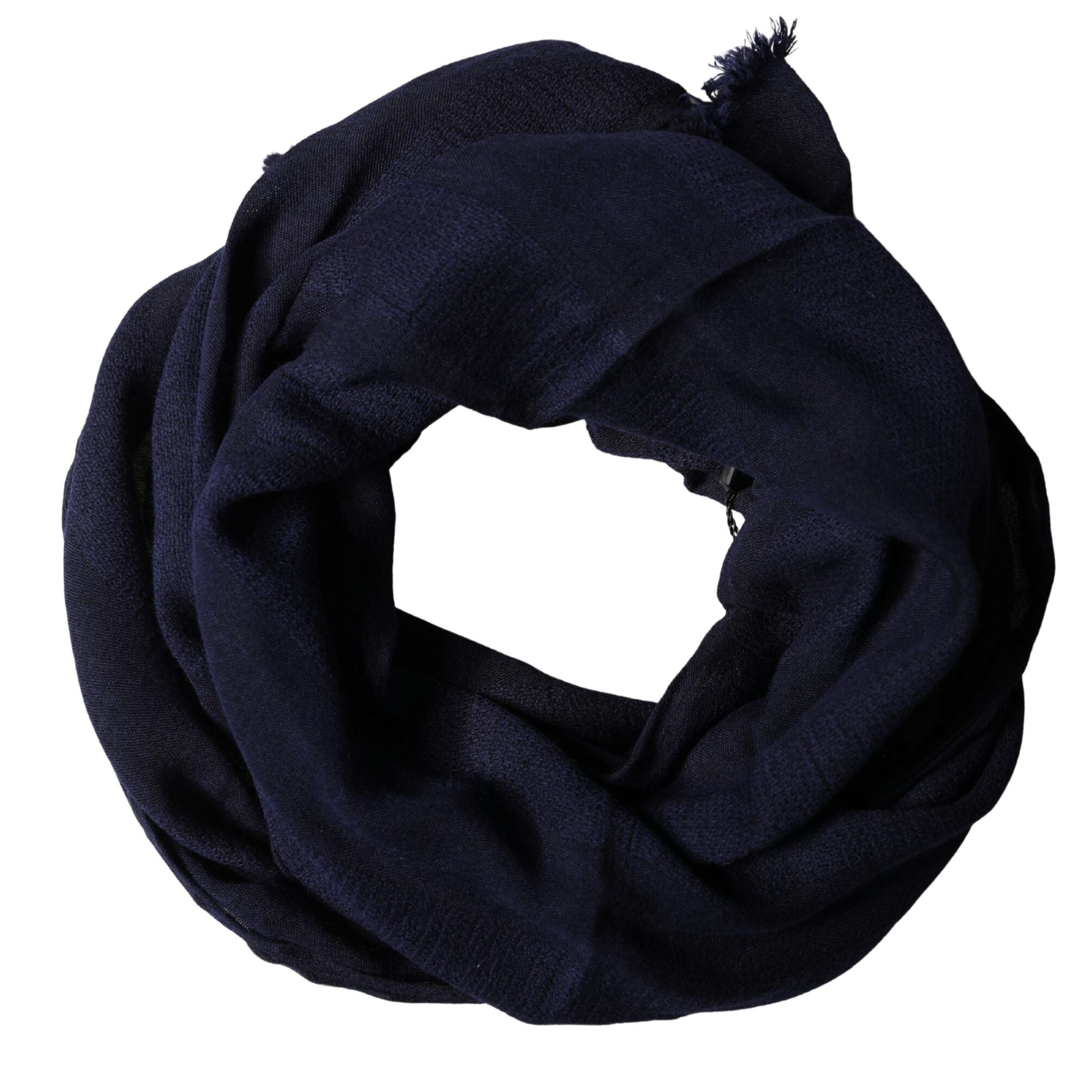 Dolce & Gabbana Dark Blue Wool Knit Unisex Wrap Fringe Shawl 170cm x 60cm Scarf