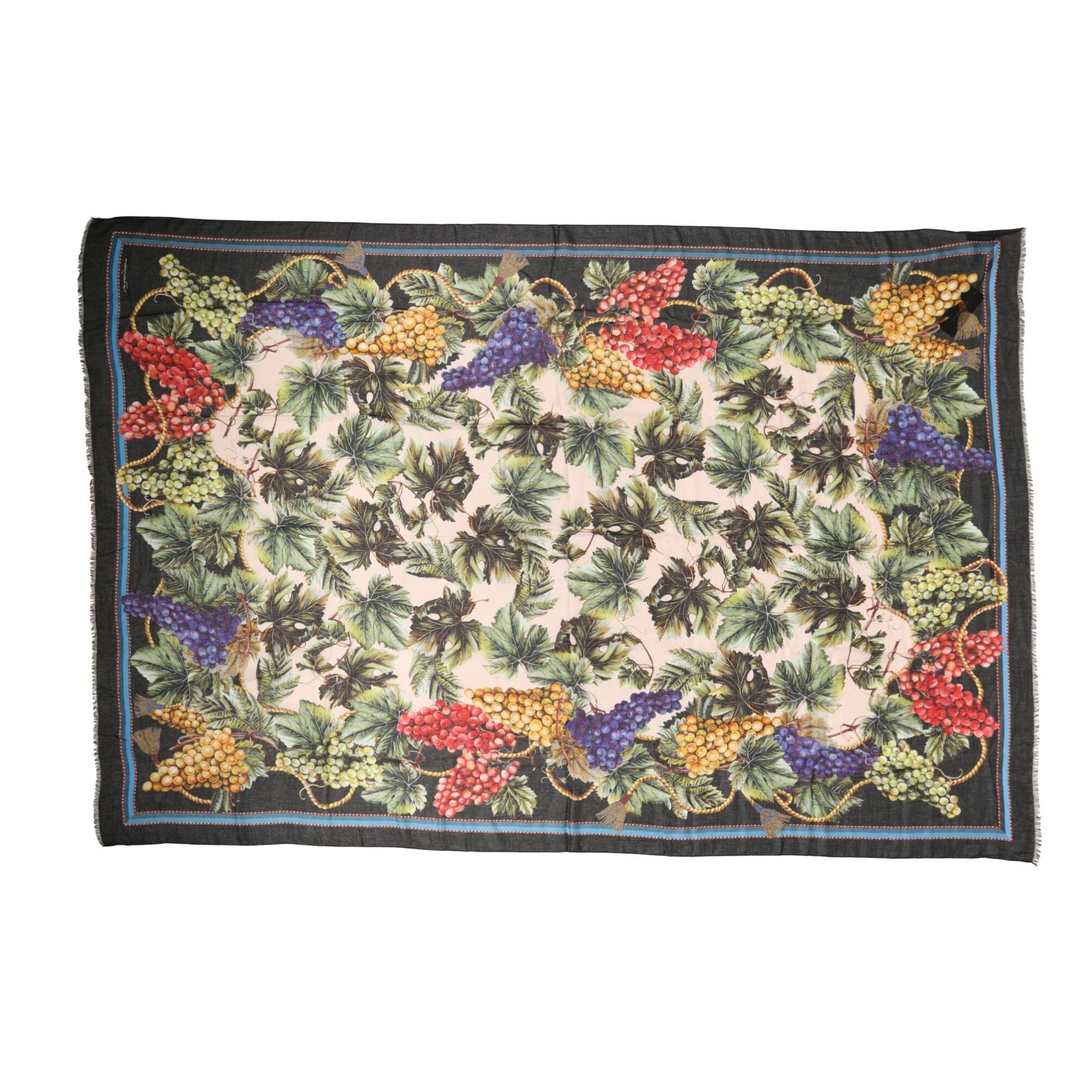 Dolce & Gabbana Multicolor Grapes Print Wrap Shawl 196cm x 134cm  Scarf