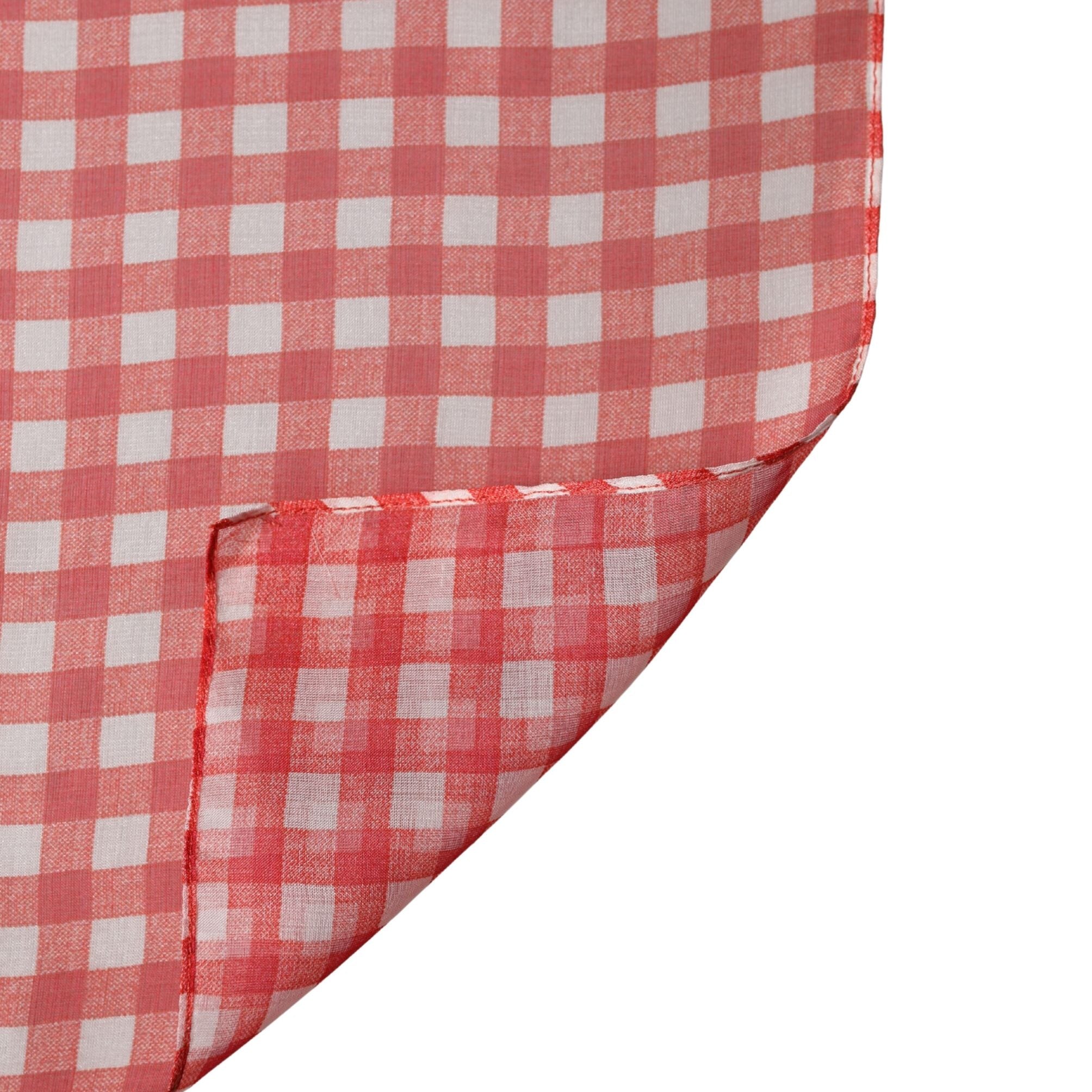Dolce & Gabbana White Red Check Silk Wrap Foulard 140cm x 136cm Scarf