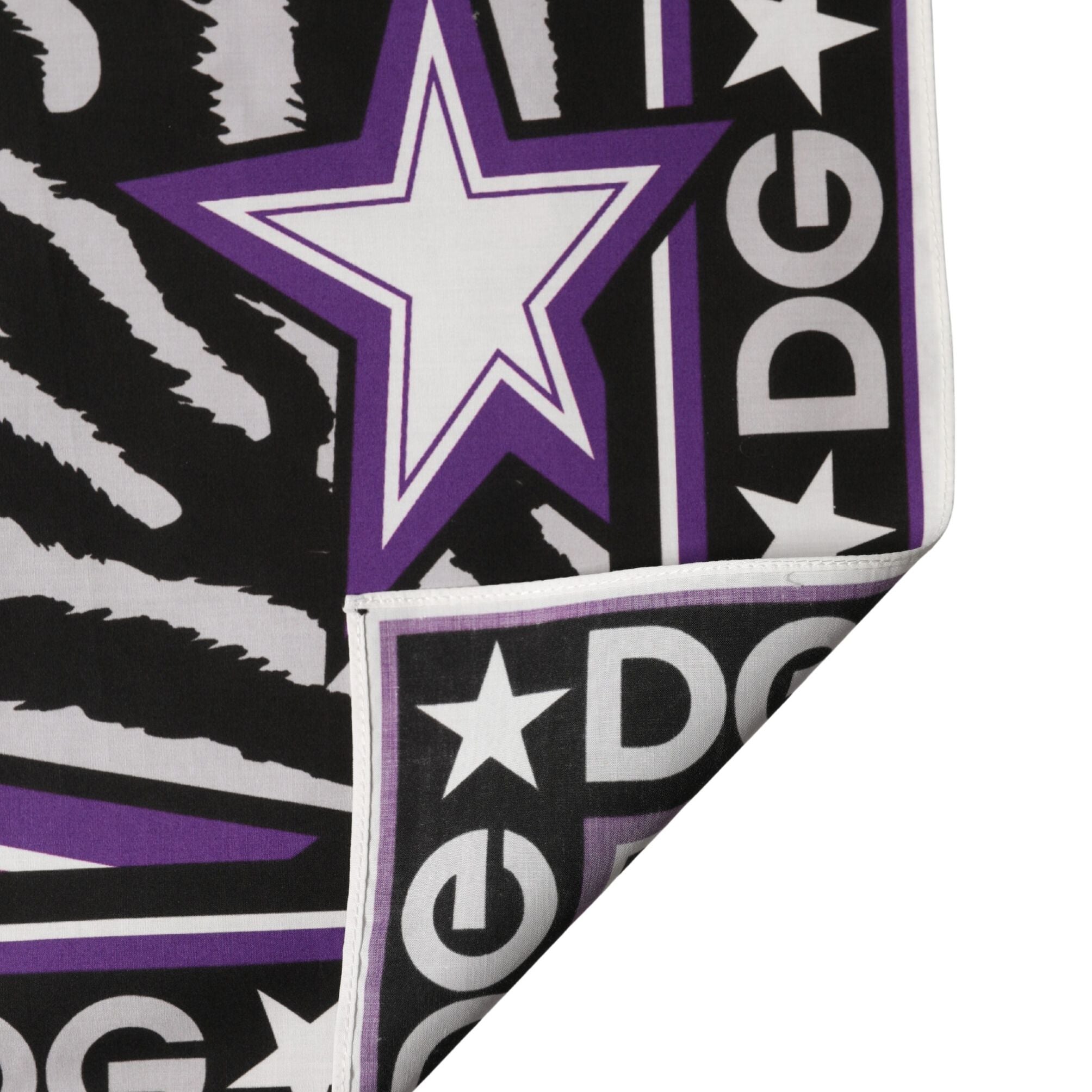 Dolce & Gabbana Black Purple DG King Cotton Foulard 51cm x 49.5cm Scarf