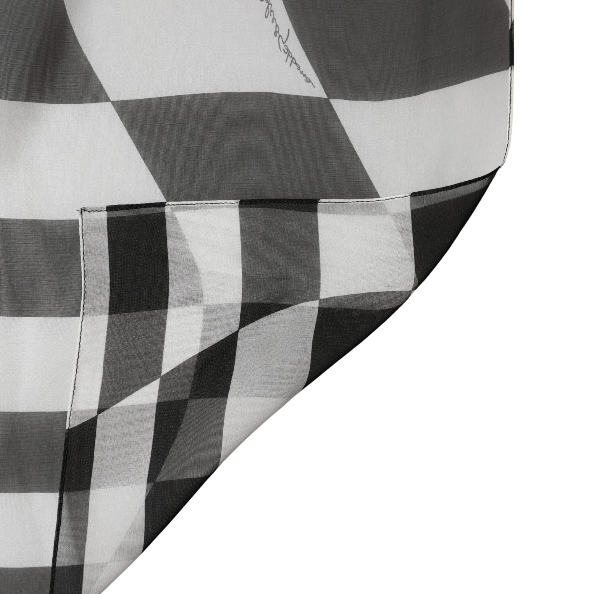 Dolce & Gabbana Black White Check Silk Wrap Foulard 133cm x 132cm Scarf