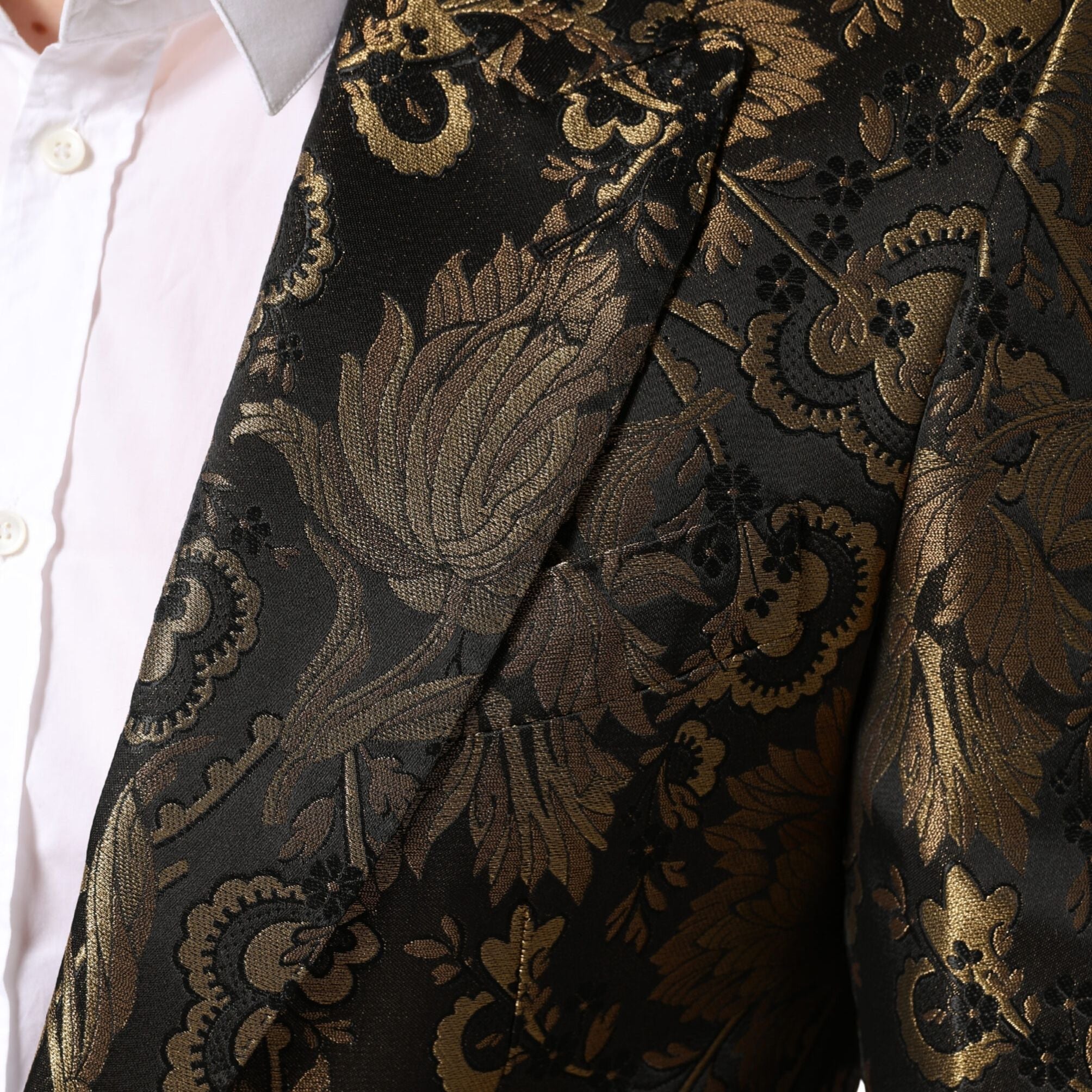Dolce & Gabbana Gold Jacquard Single Breasted Tuxedo Blazer