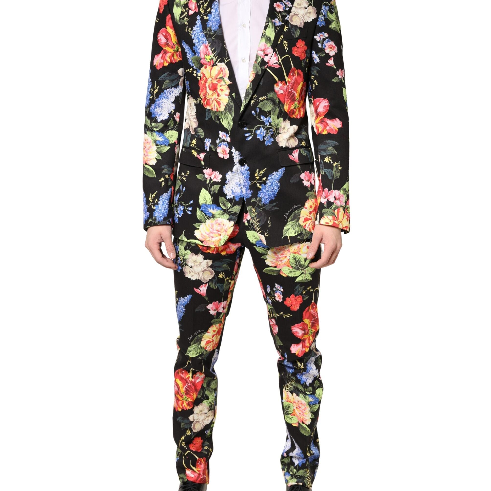 Dolce & Gabbana Black Floral Single Breasted MARTINI 2 Piece Suit