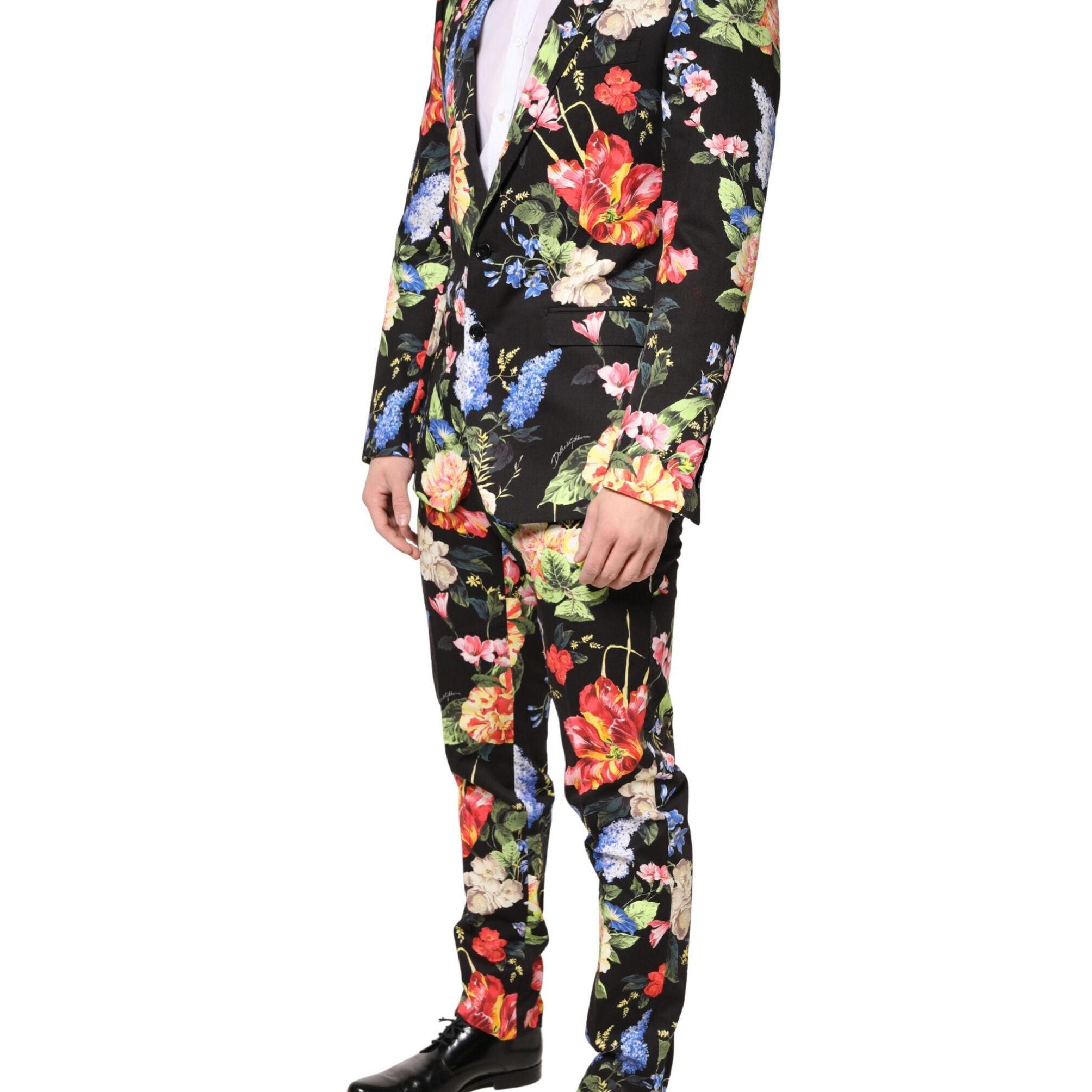 Dolce & Gabbana Black Floral Single Breasted MARTINI 2 Piece Suit